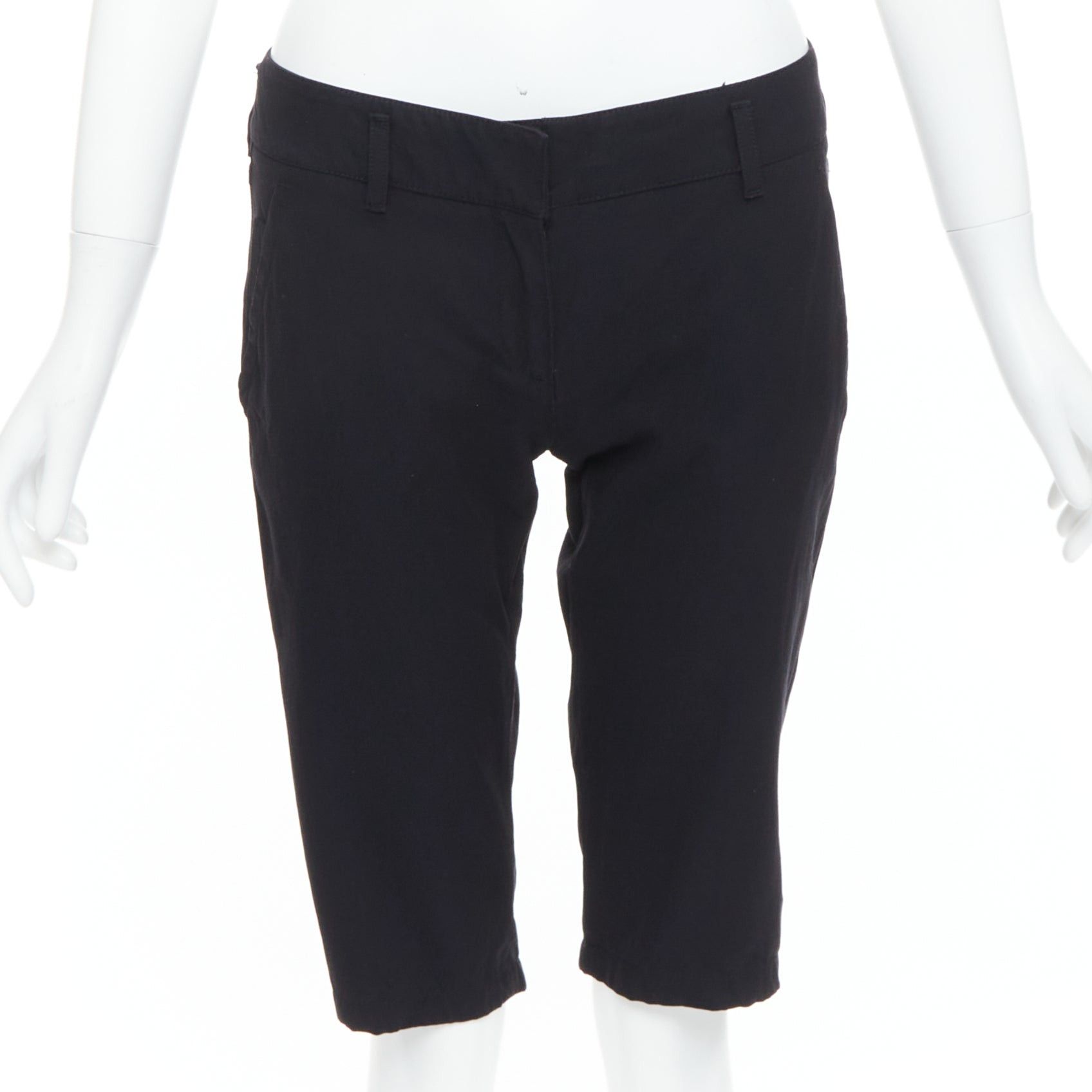 Prada PRADA 2007 Vintage Linea Rossa black logo cropped shorts IT40 S Size 27" / US 4 / IT 40 - 1 Thumbnail