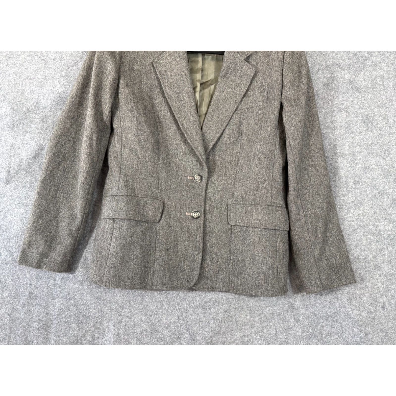 Evan Picone VINTAGE Classica Evan-Picone Wall Blazer Jacket Womens 8 Heather Gray Lined Notch Lapel Size M / US 6-8 / IT 42-44 - 4 Thumbnail