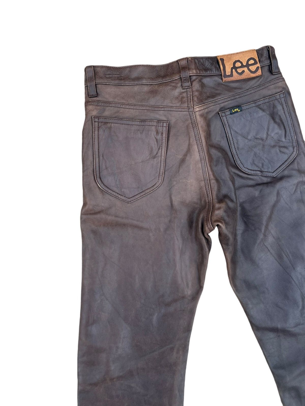 Genuine Leather Vintage Union Made Lee Riders Patina Cowhide Leather Jeans Size US 30 / EU 46 - 15 Thumbnail