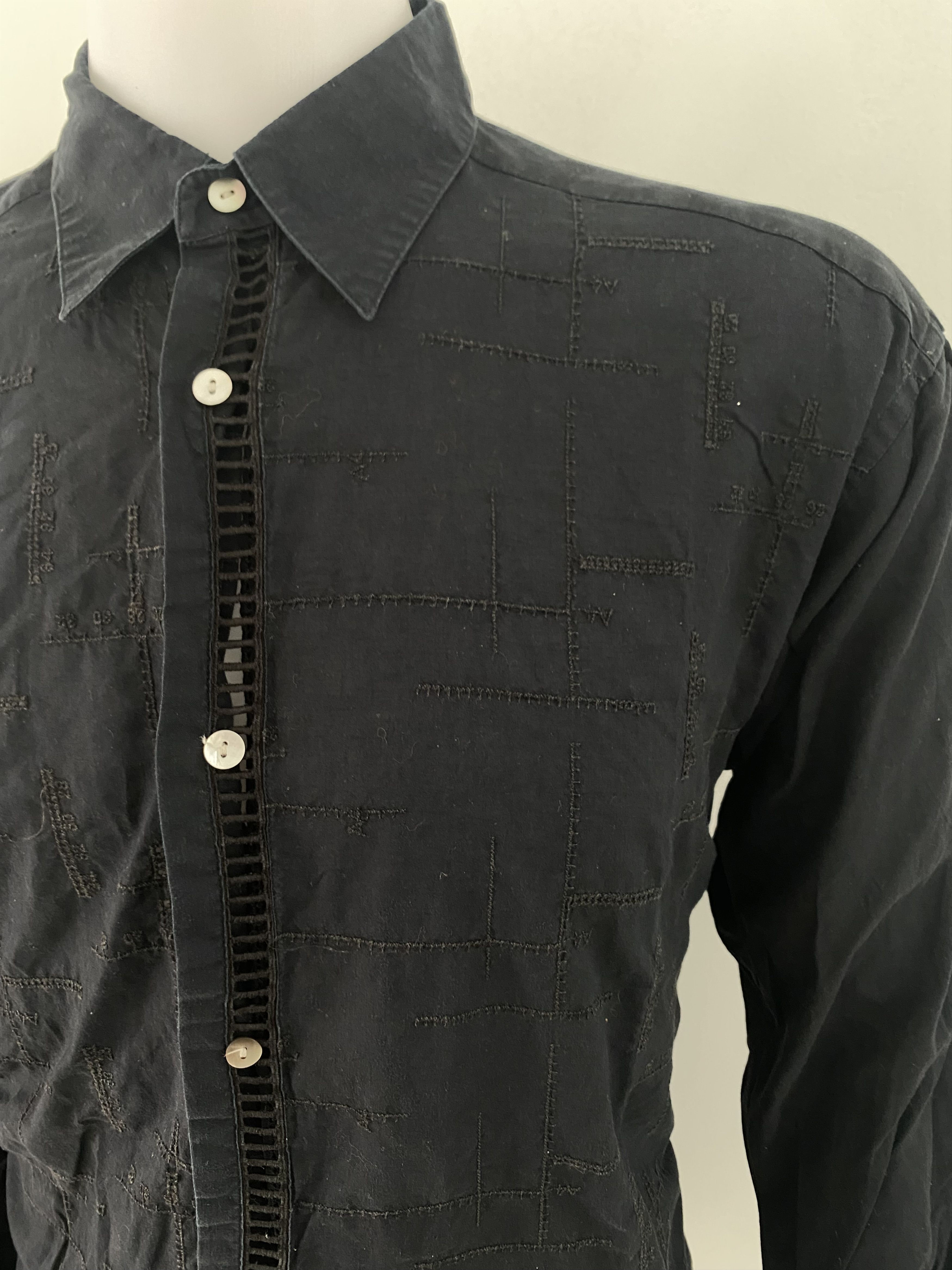 Jean Paul Gaultier × Vintage Vintage Jean Paul Gaultier Motif Patchwork Longsleeve Shirt Size US M / EU 48-50 / 2 - 2 Thumbnail