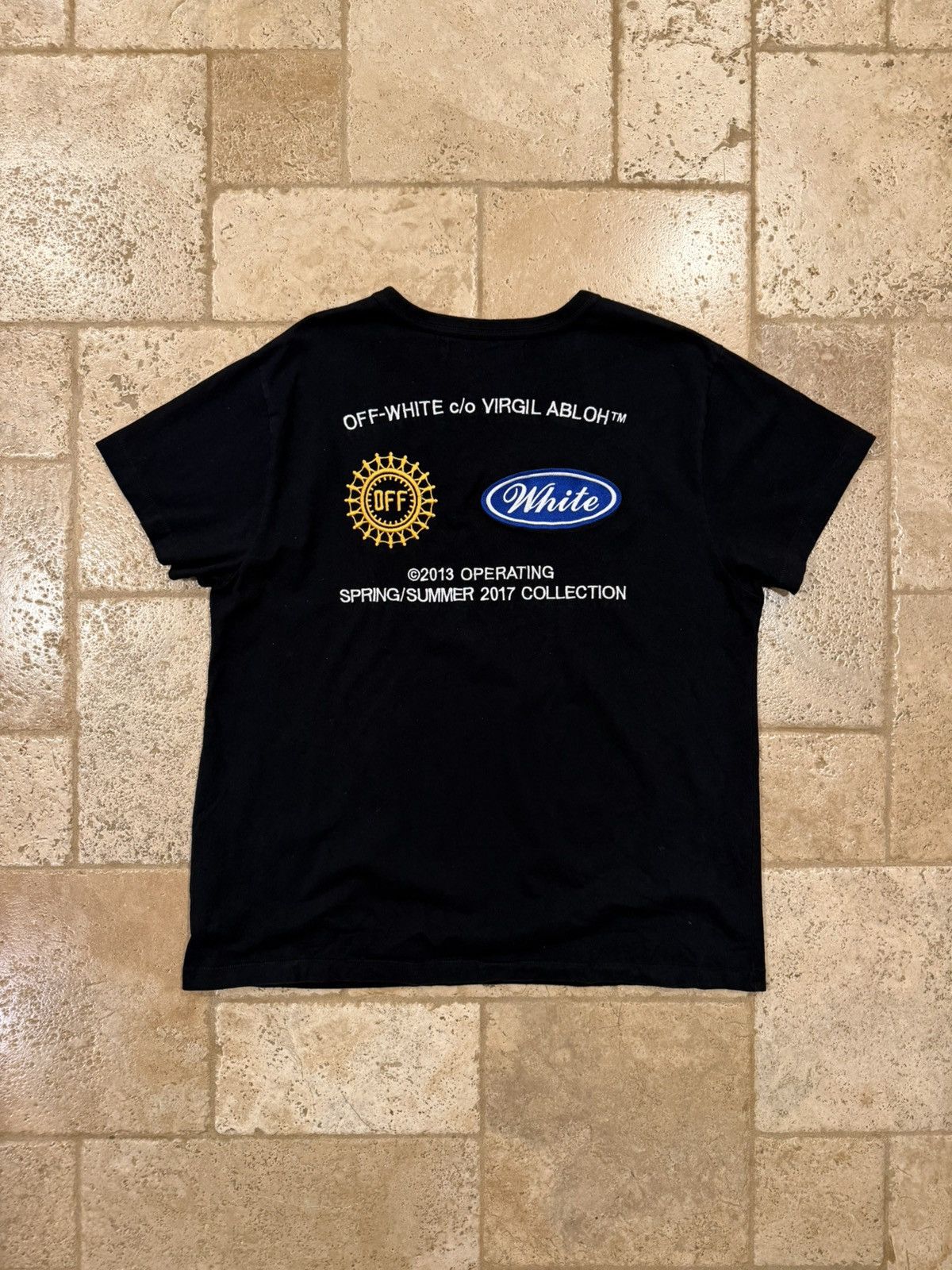 Off-White Off-White c/o Virgil Abloh Embroidered Logos SS17 Black Tee Size US L / EU 52-54 / 3 - 10 Thumbnail