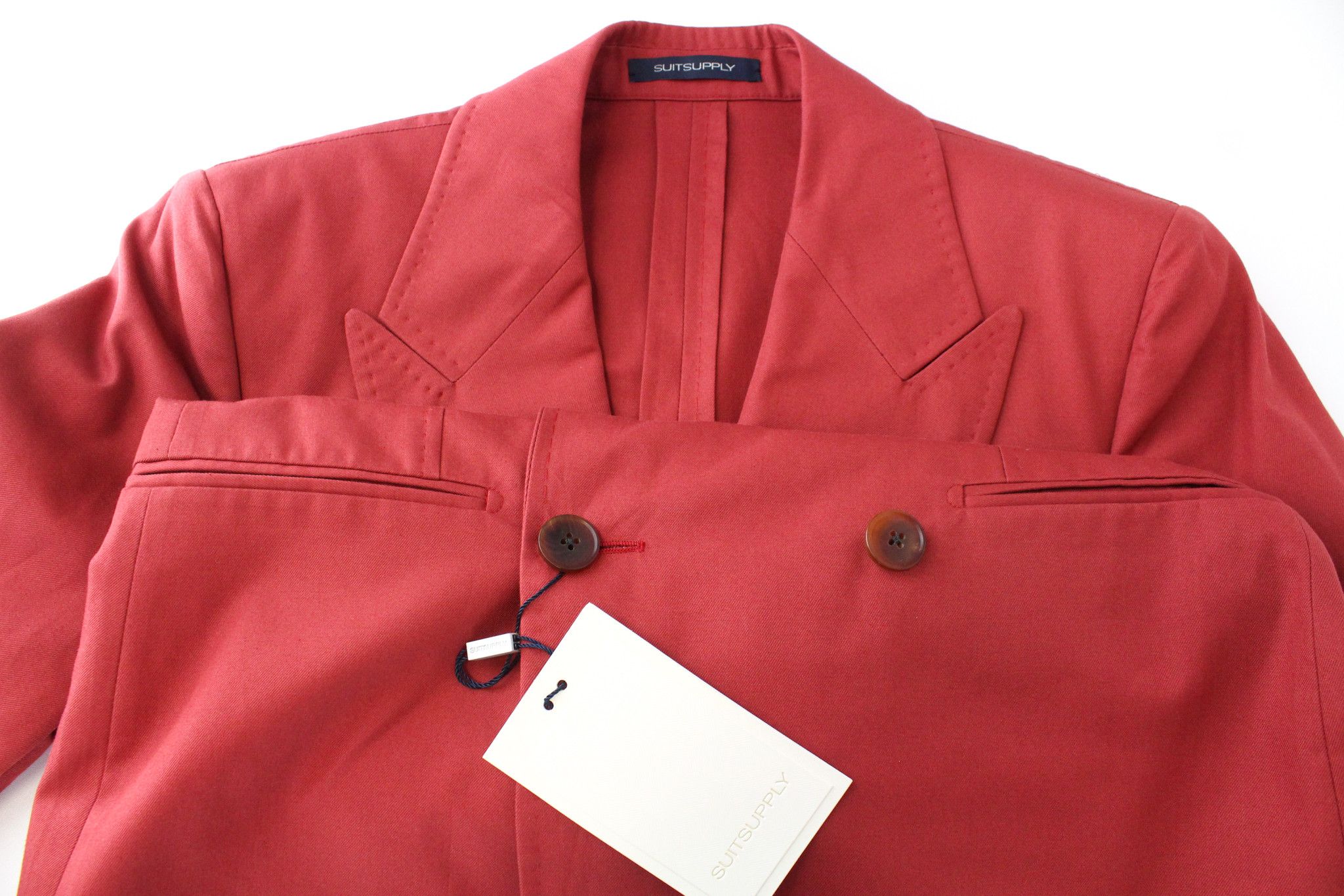 Suitsupply LA SPALLA UK32R Red Cotton 2 Piece Suit 66574 Size 34S - 6 Thumbnail