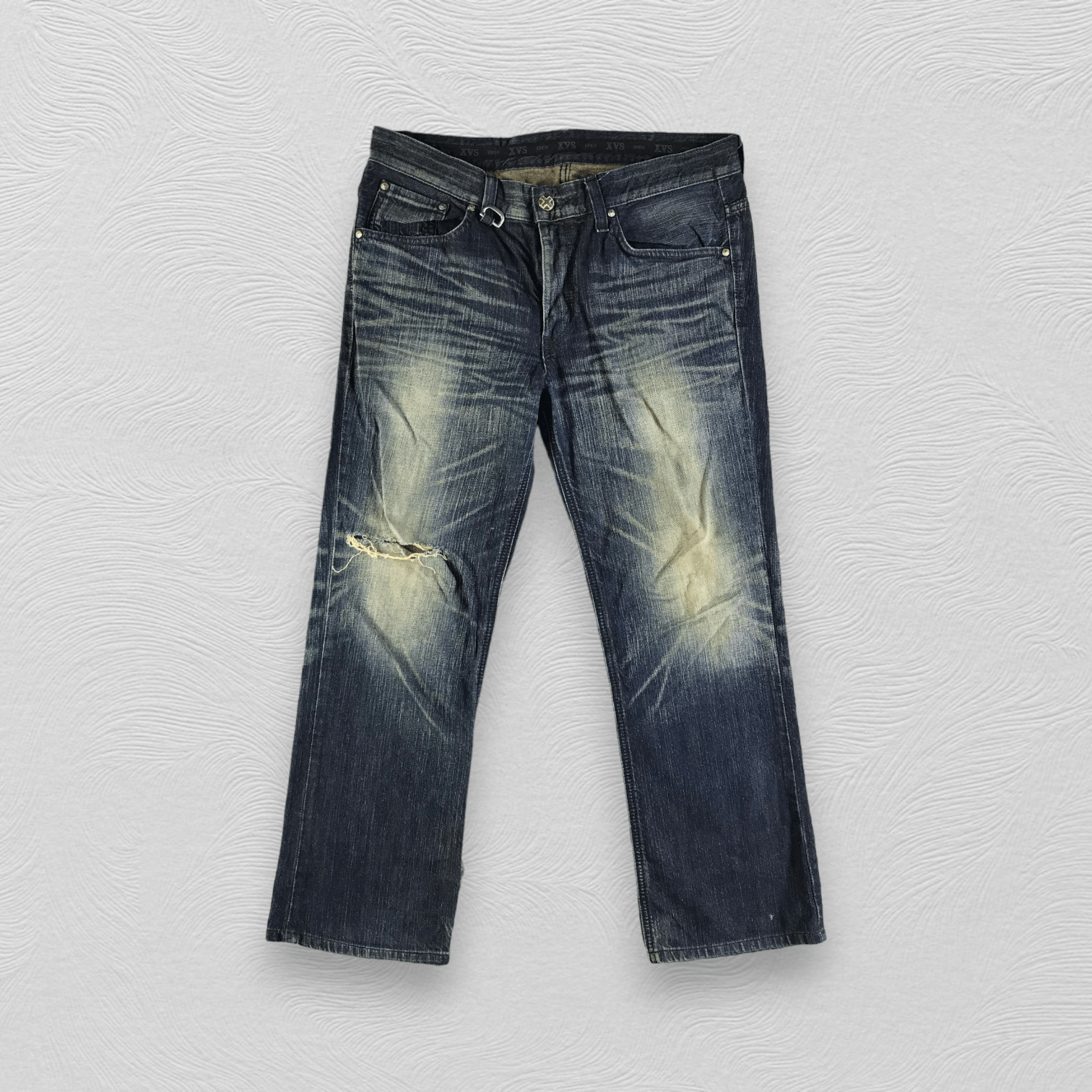 Edwin Edwin XV Jeans Distress Faded Blue Denim KJ2401 Size US 34 / EU 50 - 1 Thumbnail