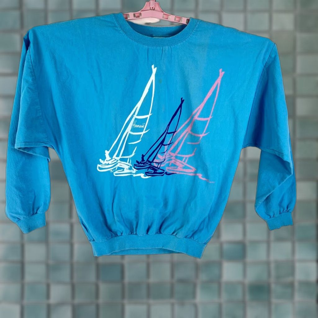 Vintage Crazy Shirts Hawaii Mens Long Sleeves Graphic Blue Pullover Sweatshirt Size M Size US M / EU 48-50 / 2 - 1 Thumbnail