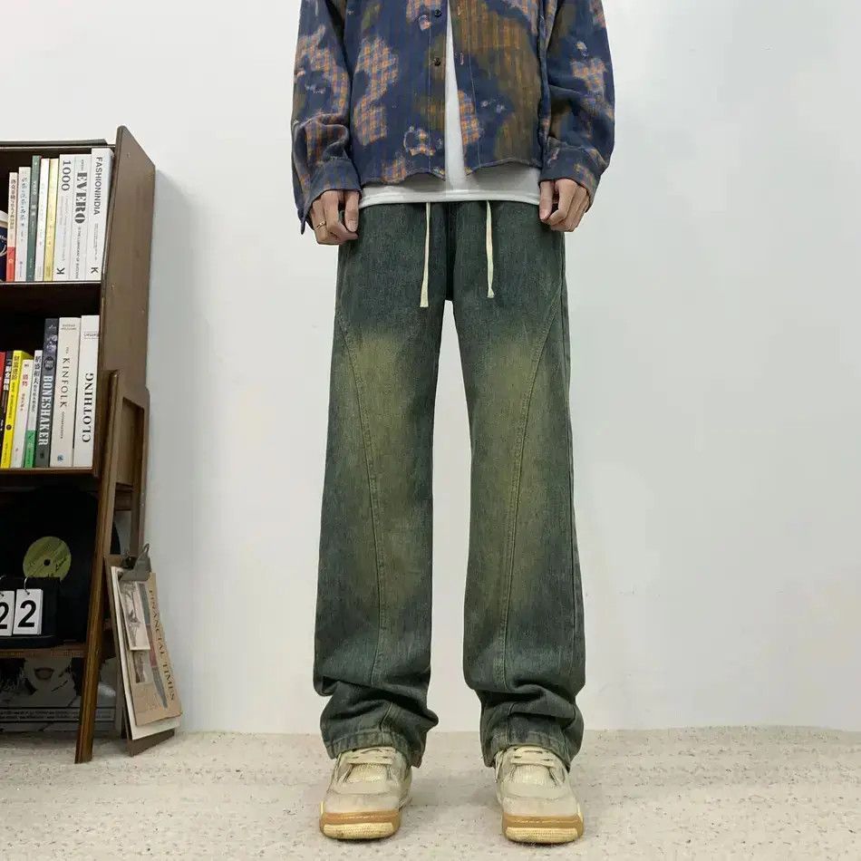 Japanese Brand Retro loose wide leg patchwork jeans Size US 32 / EU 48 - 6 Thumbnail