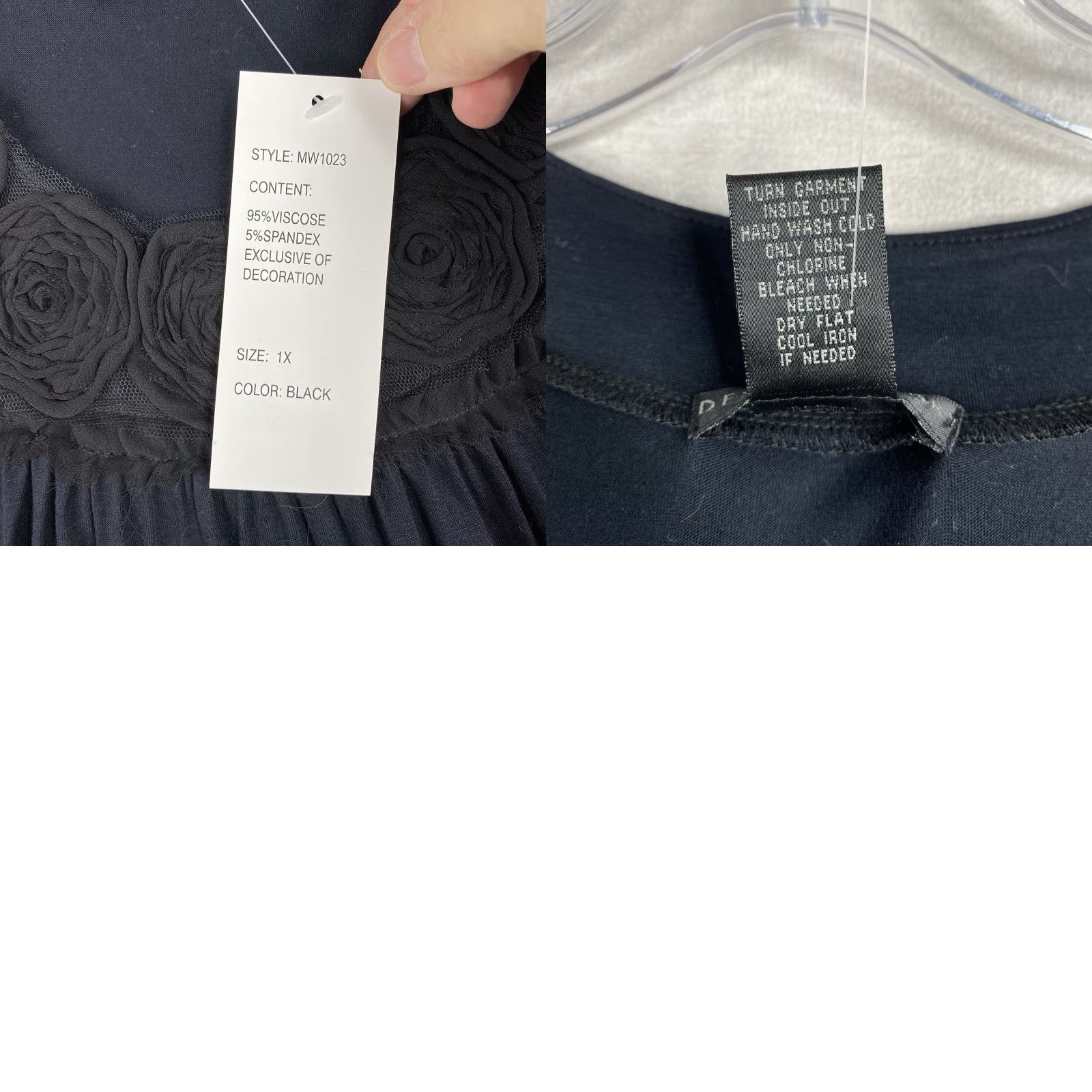 Vintage Design History Blouse 1X Black Floral Sleeveless Scoop Crew Neck Bohemian Casual Summer Women’s Size XL / US 12-14 / IT 48-50 - 8 Thumbnail