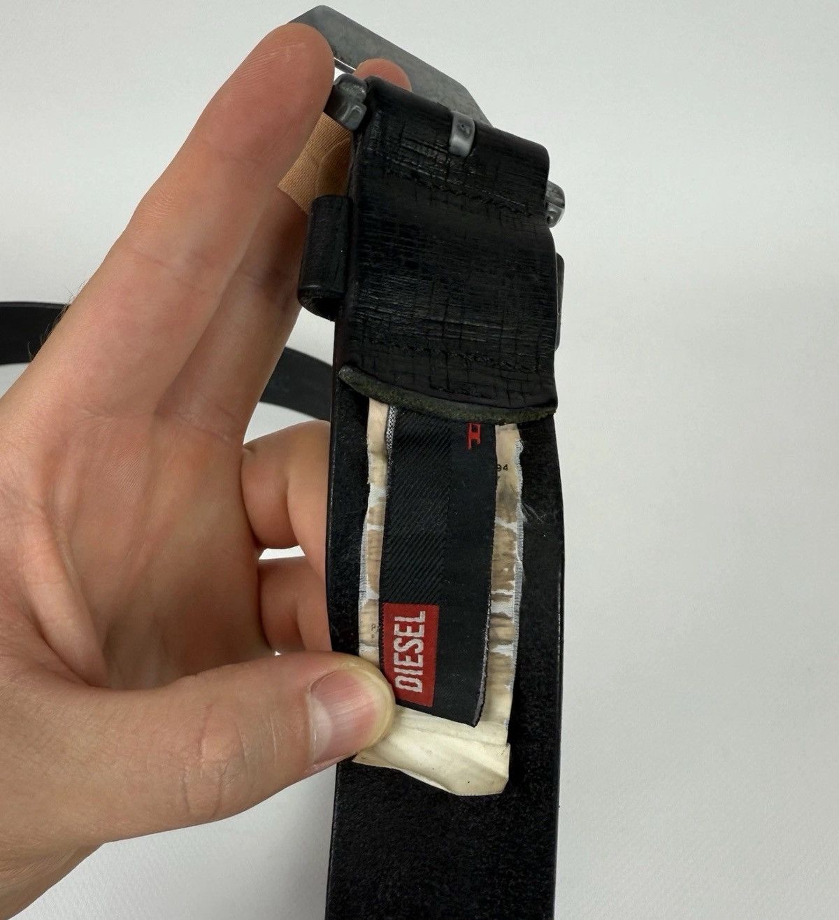 Diesel Diesel 1978 Avant Garde Leather Metal Belt Men’s Black Rock Size ONE SIZE - 6 Thumbnail