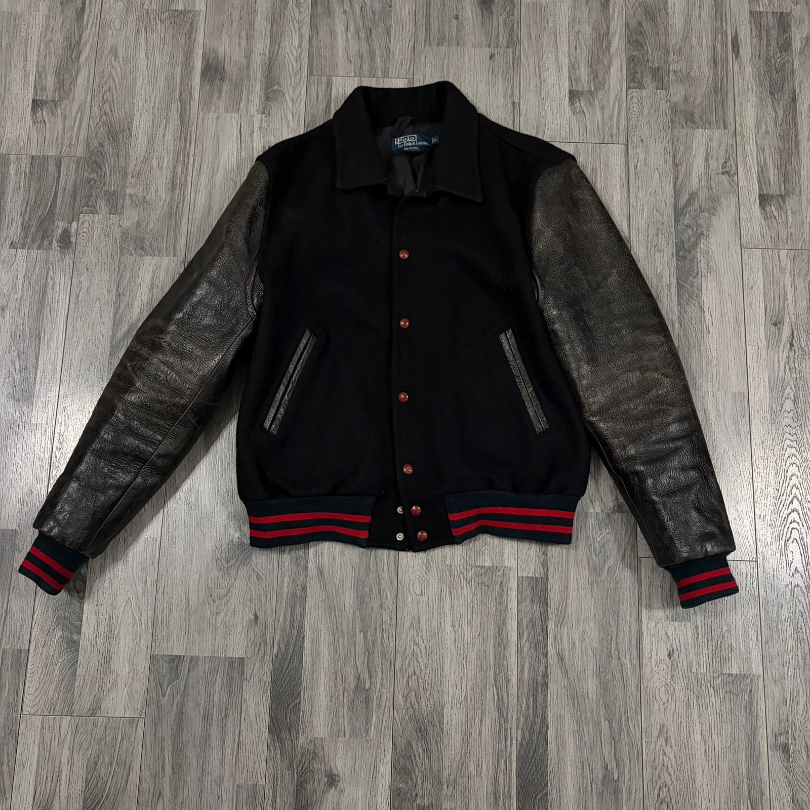 Polo Ralph Lauren POLO RALPH LAUREN Leather-Sleeve Varsity Jacket Size US L / EU 52-54 / 3 - 1 Thumbnail