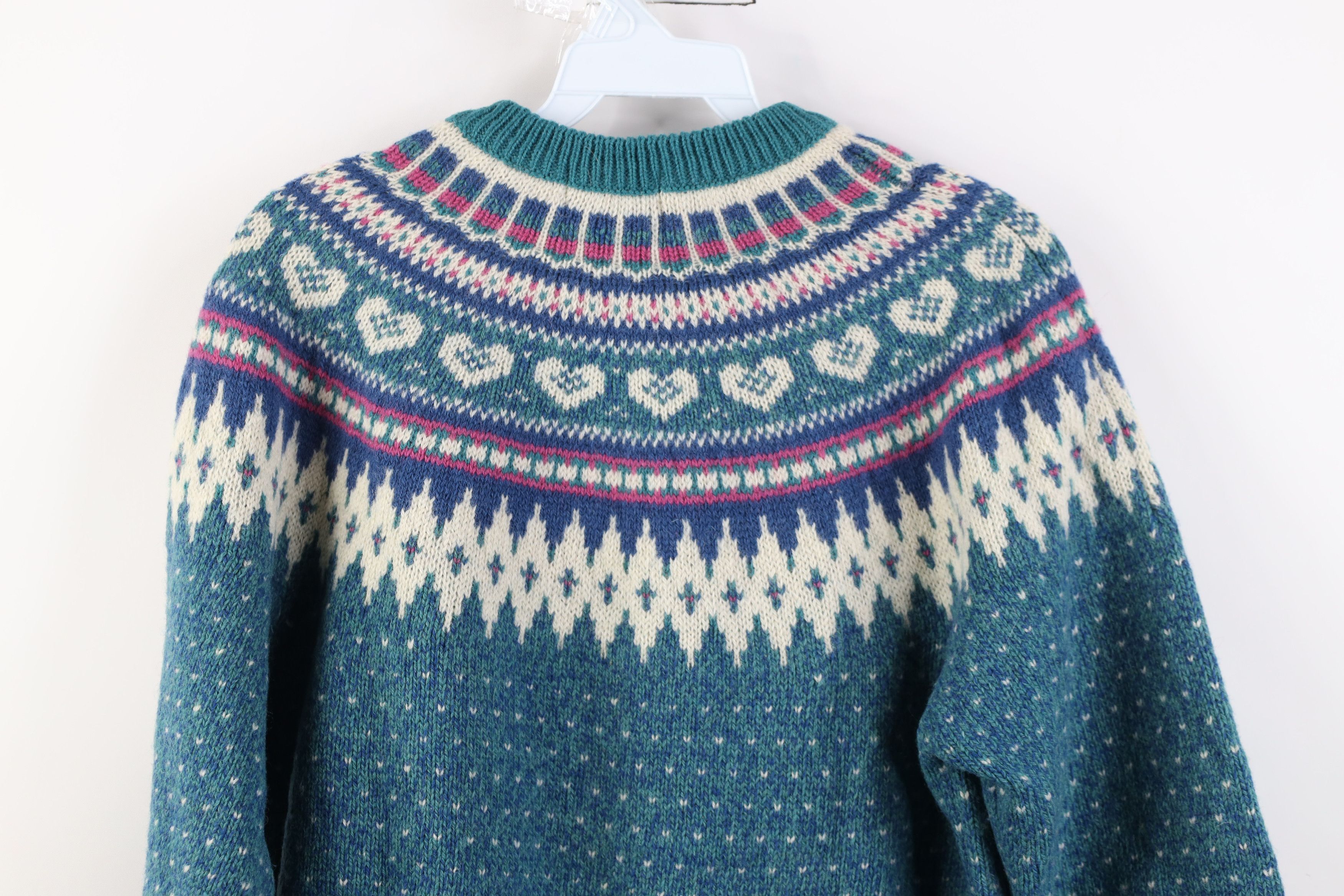 Woolrich Woolen Mills Vintage 90s Woolrich Fairy Kei Heart Fair Isle Sweater Size S / US 4 / IT 40 - 10 Thumbnail