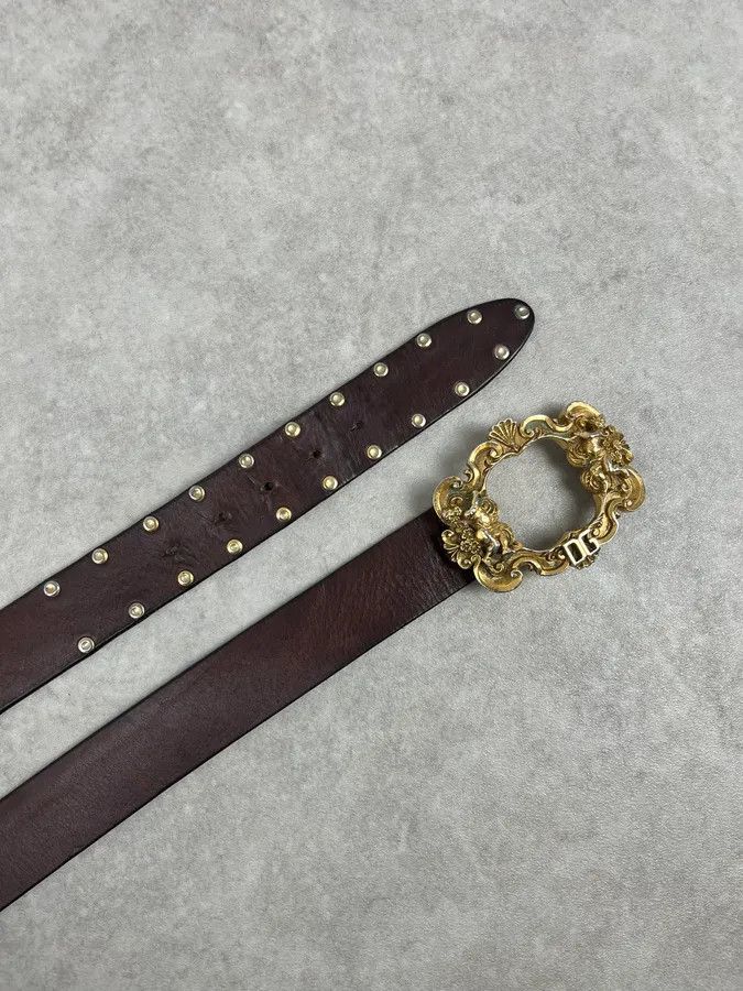 Dolce & Gabbana AW2006 Dolce & Gabbana Dark Brown Leather Baroque Angel Studded Belt Size ONE SIZE - 5 Thumbnail
