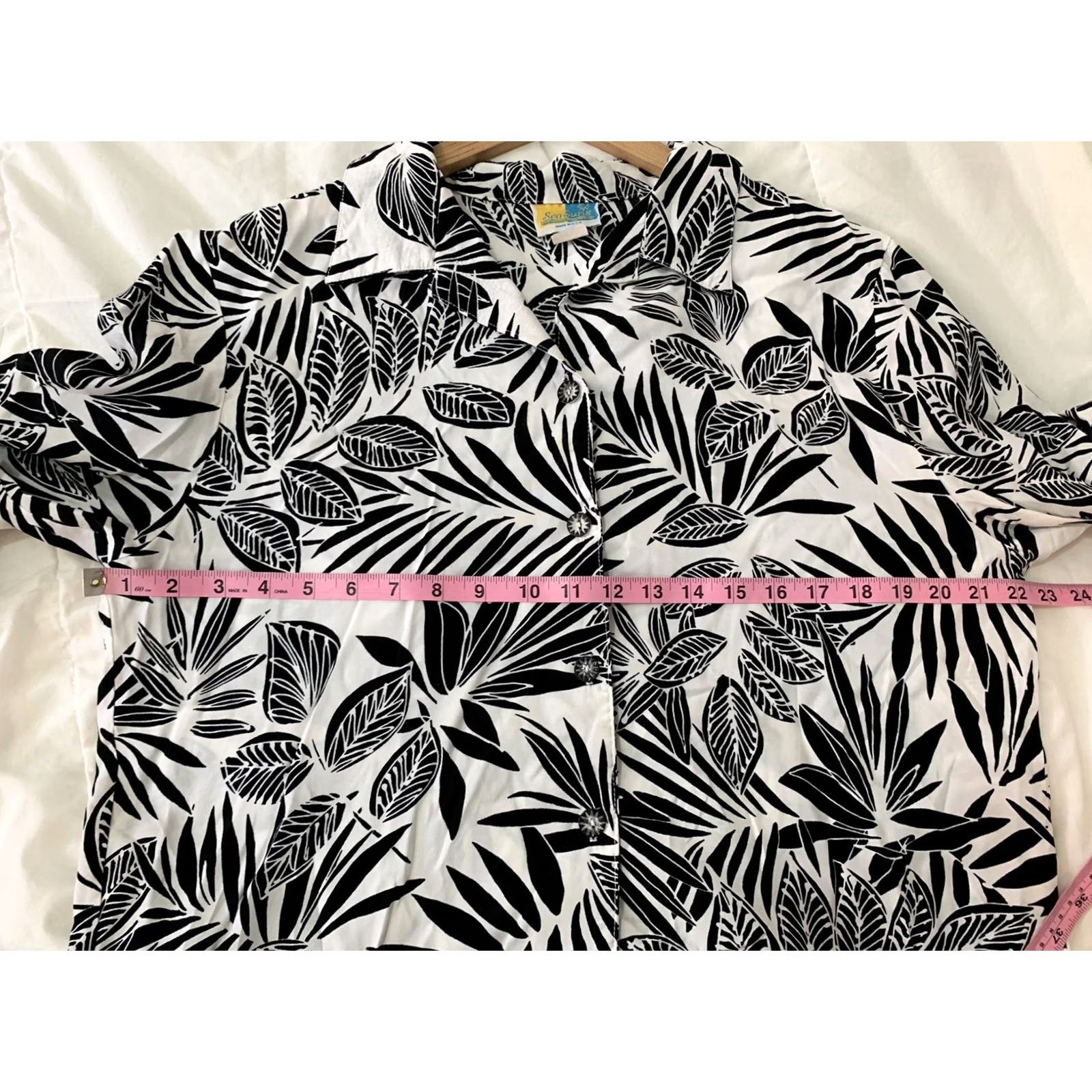 SUNSEA Vintage Sea Suns Floral Hawaiian Aloha 3/4 Sleeve Button Front Top Womens Large Size L / US 10 / IT 46 - 5 Thumbnail