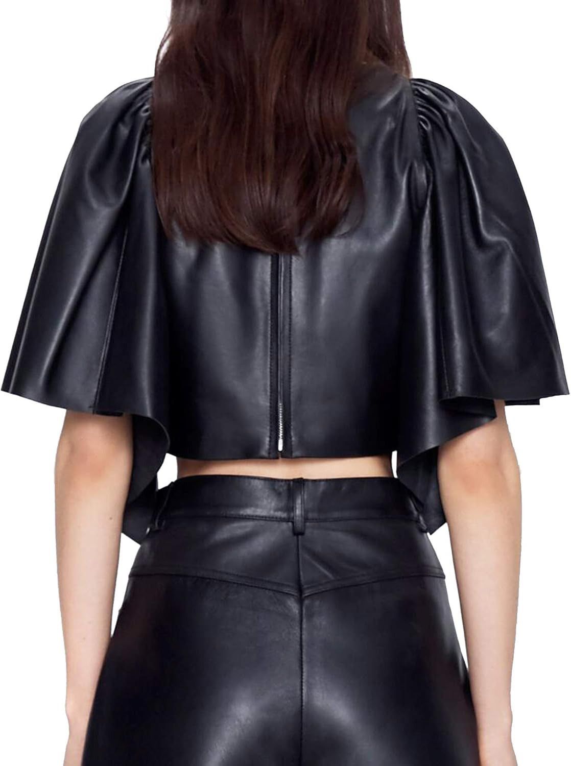 Japanese Brand Real Leather Cropped Top 🖤➕ Size XS / US 0-2 / IT 36-38 - 6 Thumbnail