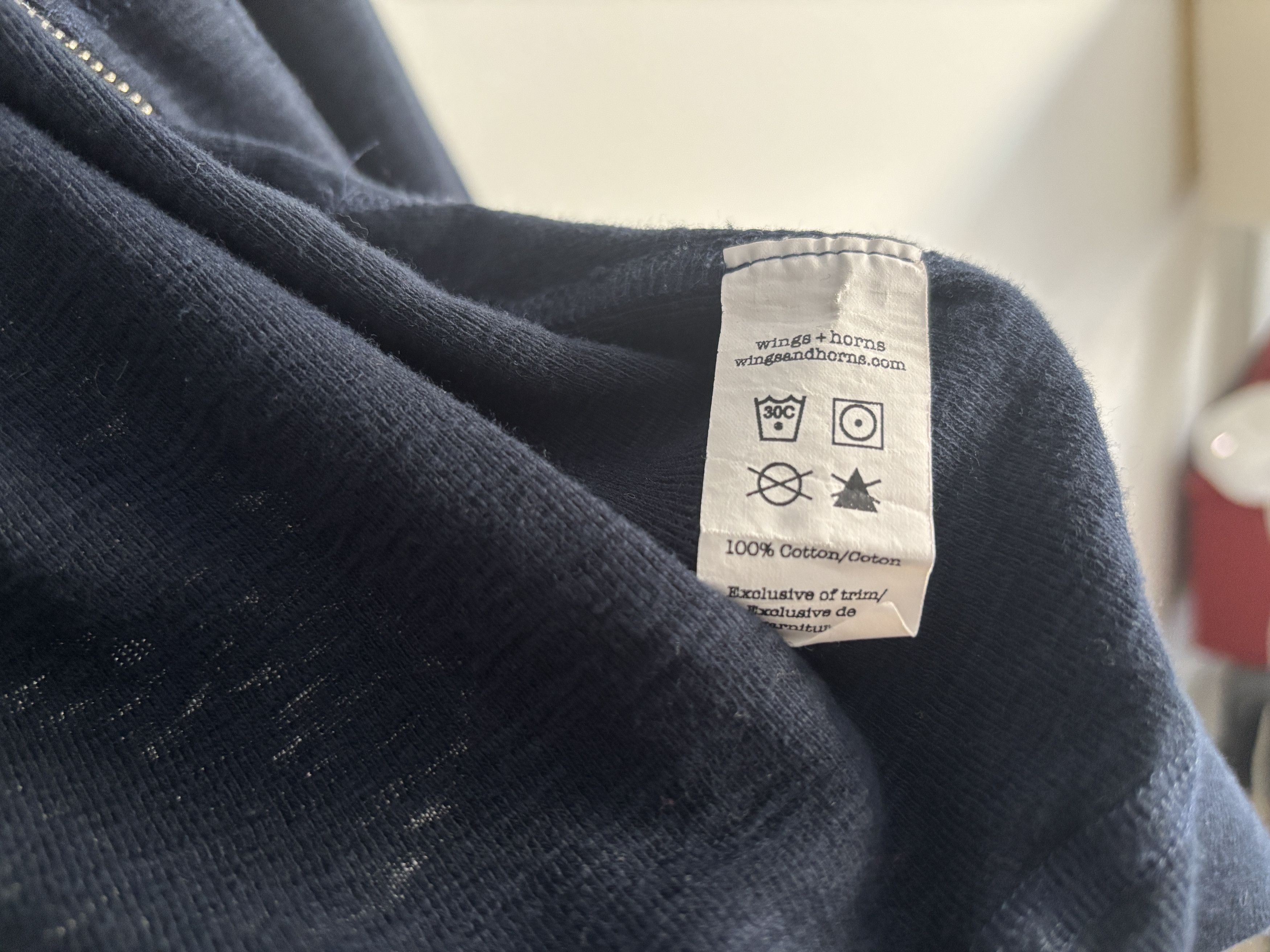 Japanese Brand Wings + Horns Navy Slub Cotton Hoodie - Medium Size US M / EU 48-50 / 2 - 5 Thumbnail
