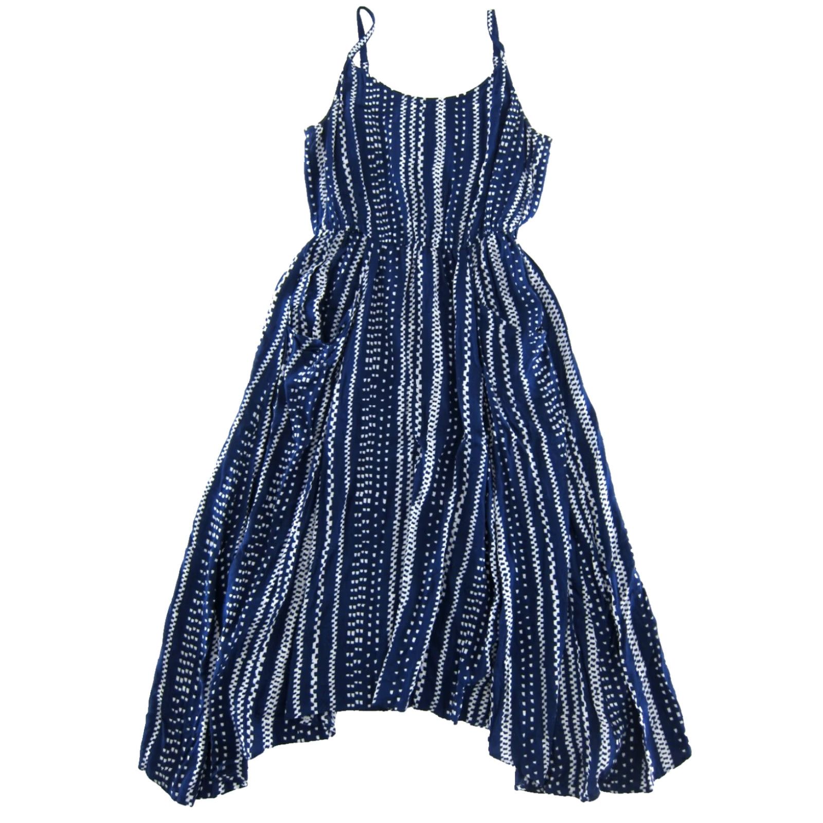 Vintage CAbi Dress Maxi Linen Rayon Blue White Polka Dot Sleeveless Spaghetti Strap Pocket Long Slip Tank M Women's Size M / US 6-8 / IT 42-44 - 2 Thumbnail