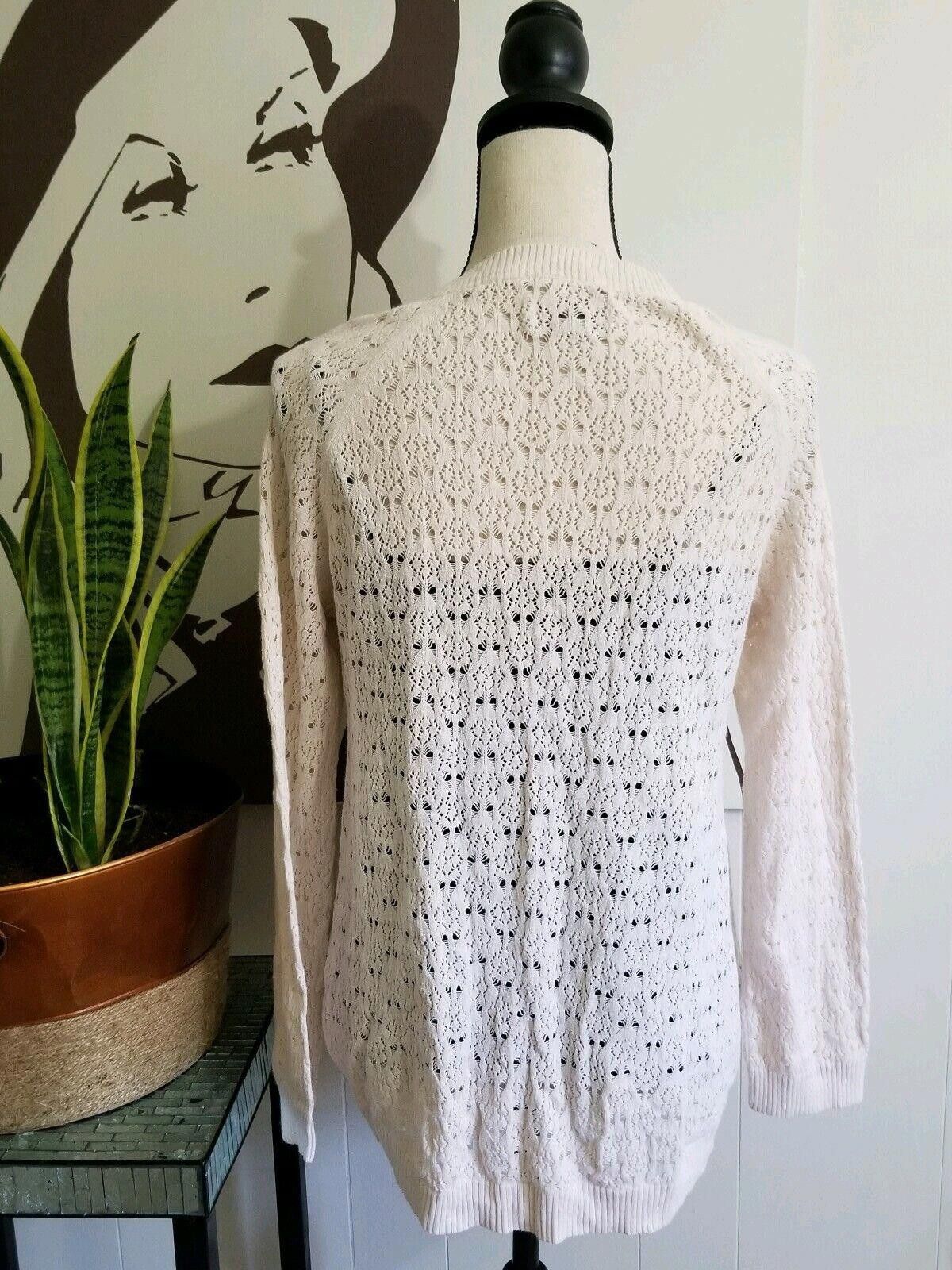 Sonoma Sonoma Sweater Large Crochet Creamy Pink Scoop Neck Long Size L / US 10 / IT 46 - 2 Thumbnail