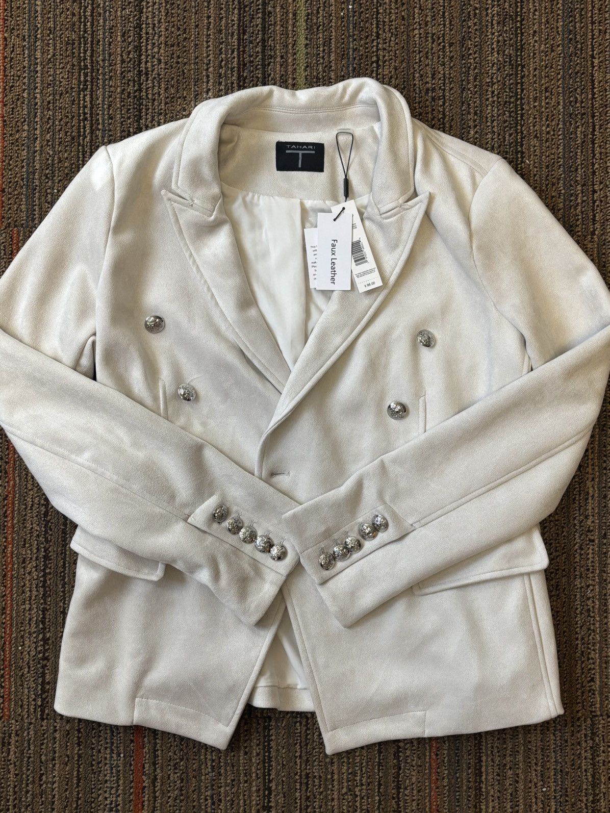 Elie Tahari Tahari Faux Leather Double-Breasted Blazer Jacket – Women Size M / US 6-8 / IT 42-44 - 1 Thumbnail