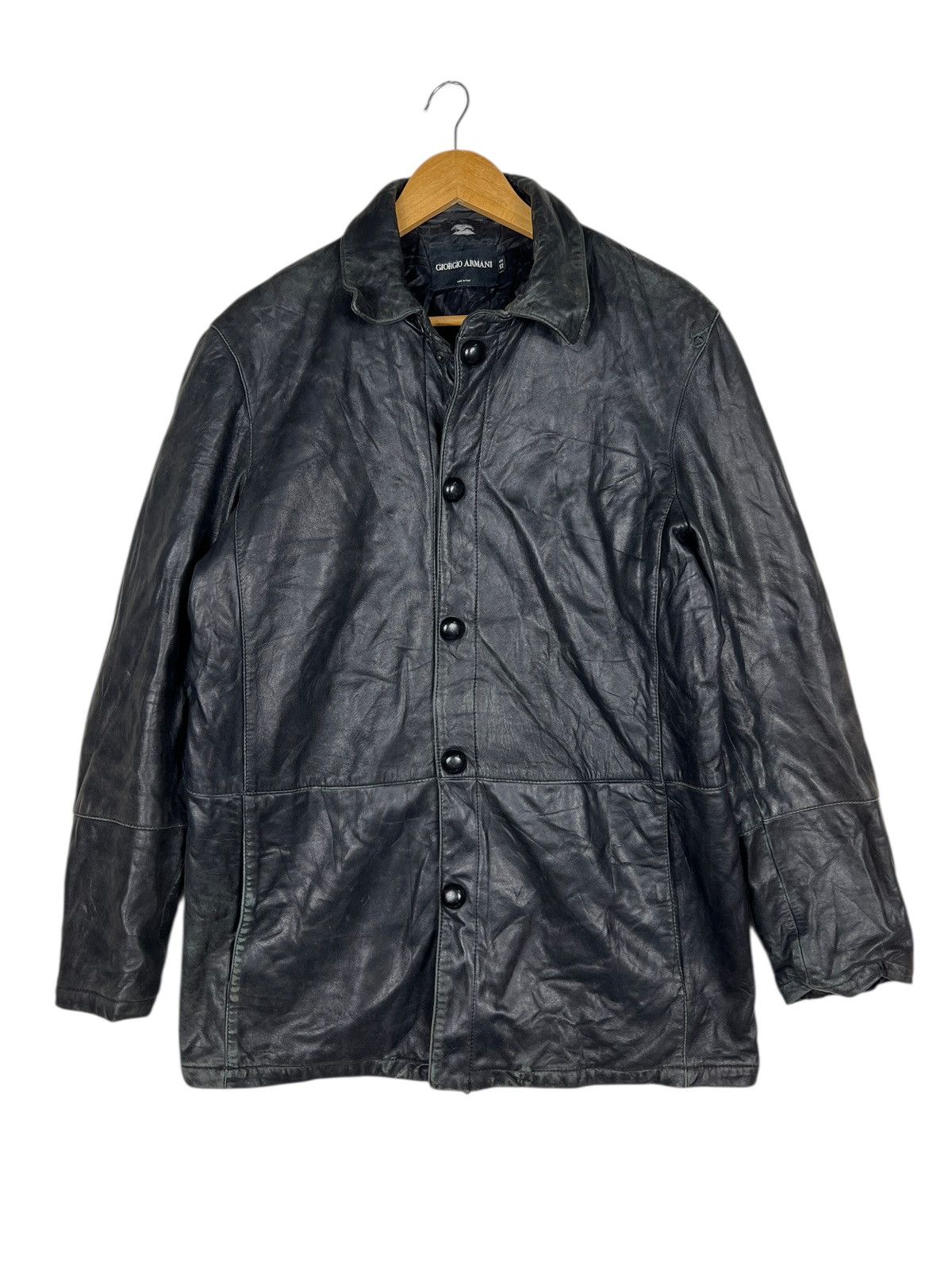 Giorgio Armani Vintage Giorgio Armani Leather Snap Button Jacket Size US L / EU 52-54 / 3 - 2 Thumbnail