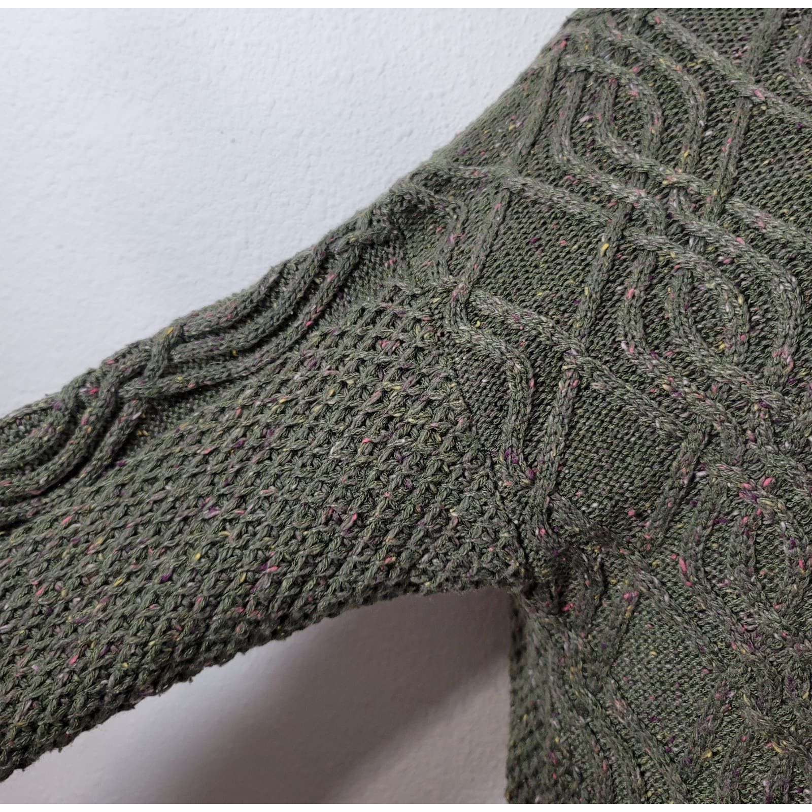 Other Time And Tru Green Olive Branch Cable Knit Sweater Large | Grailed