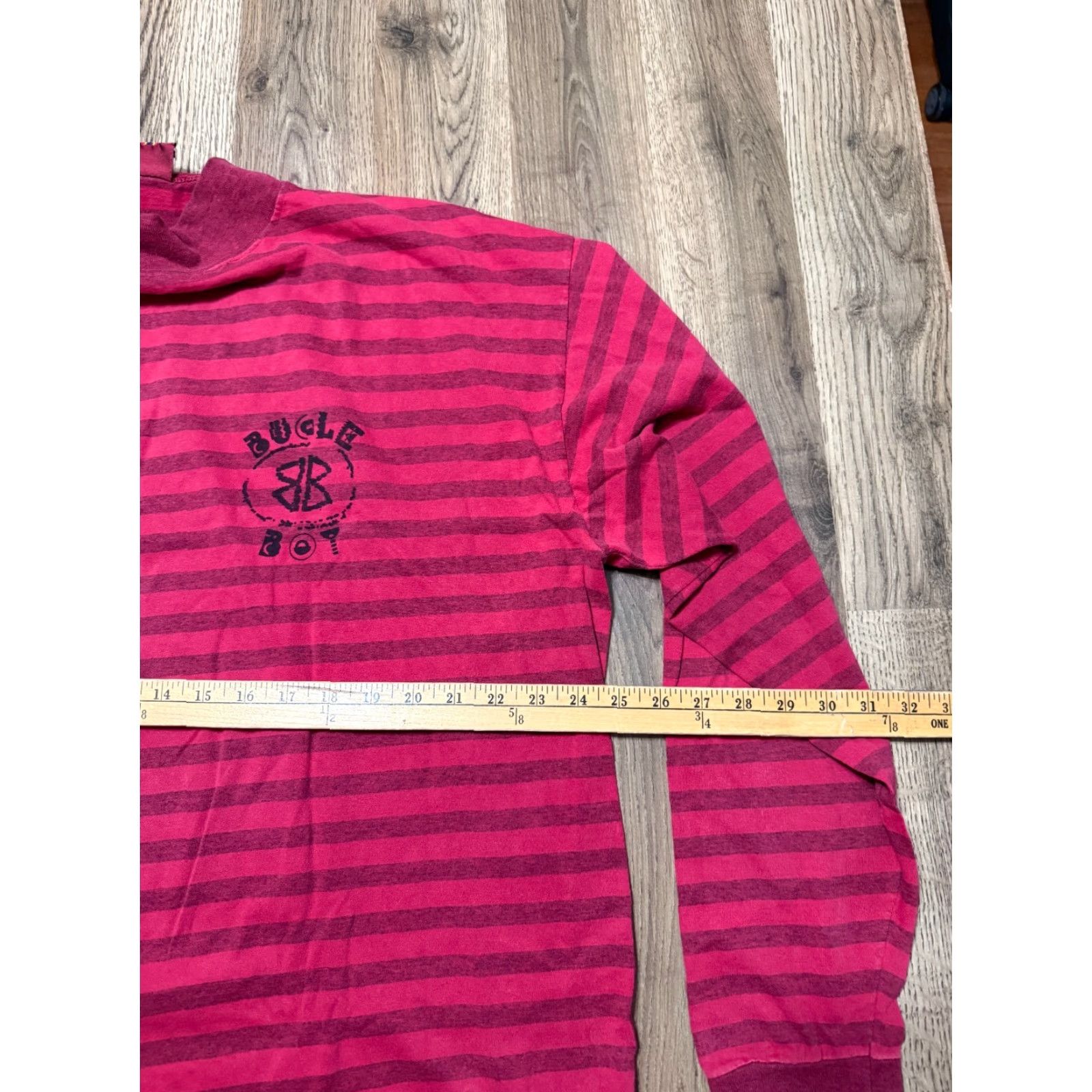 VINTAGE Bugle Boy Shirt Men 2XL Red Striped Long Sleeve
