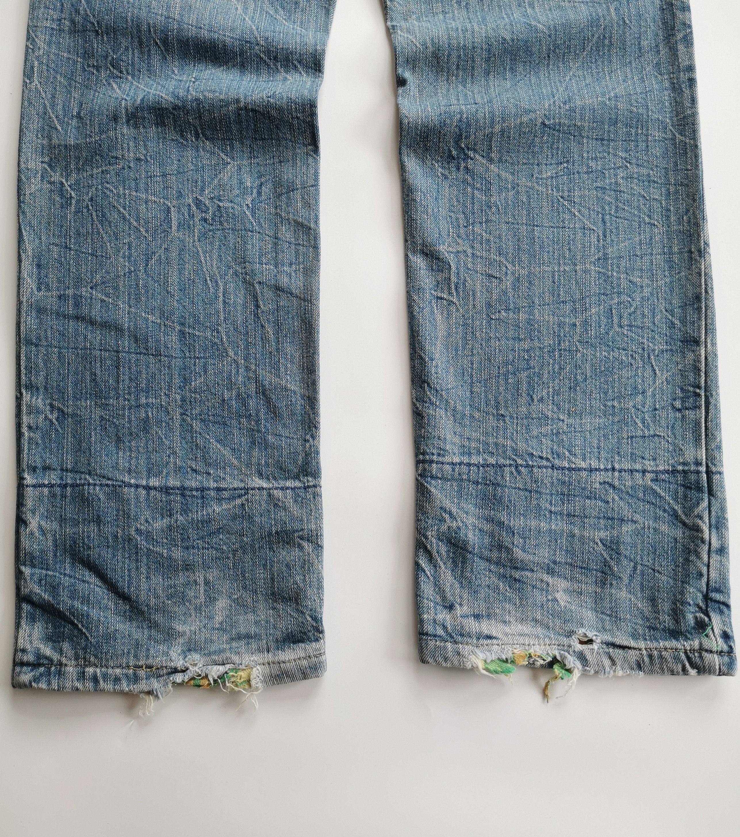 20471120 Vintage Japanese Double Waist Distressed Denim Jeans Size US 32 / EU 48 - 6 Thumbnail