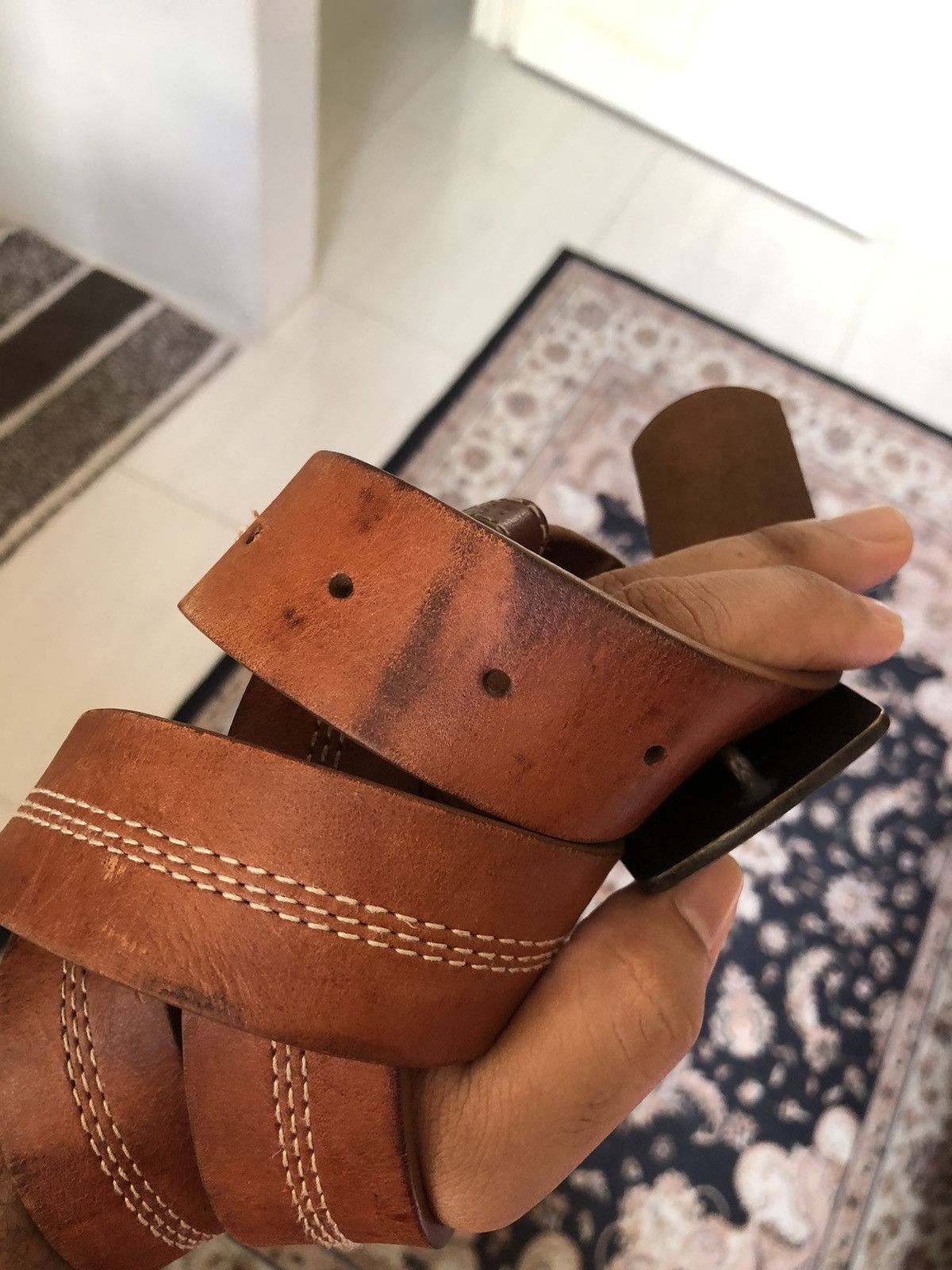 Carhartt Rare❗️Vintage Carhartt Buckle Spellout Leather Belt Size ONE SIZE - 11 Thumbnail