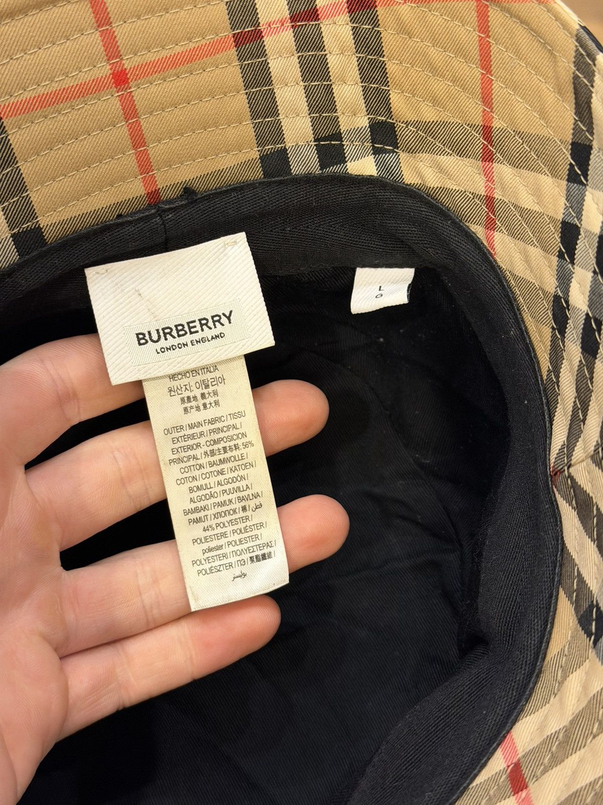 Burberry Burberry Checkered Bucked Hat - Beige Size ONE SIZE - 6 Thumbnail