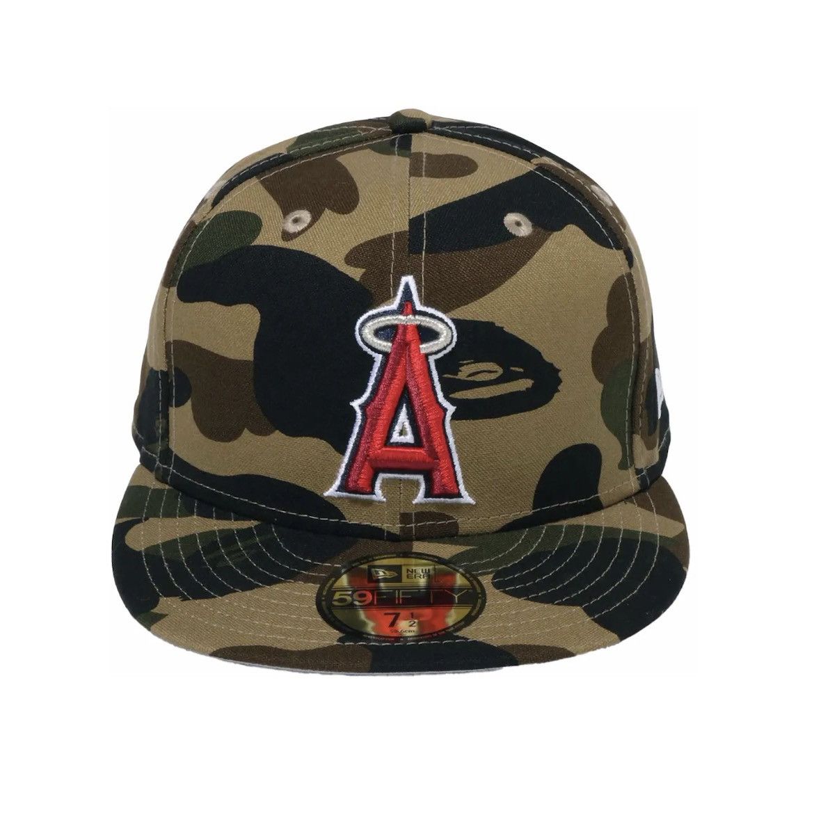 Bape × MLB × New Era Bape x MLB Green Camo LAA Fitted Hat Size ONE SIZE - 4 Thumbnail