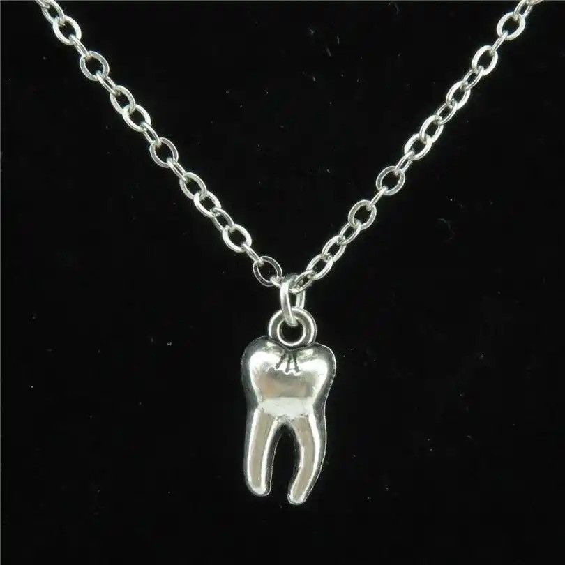 Jewelry × Vintage Tooth Teeth Molar Pendant Long Chain Collar Necklaces Size ONE SIZE - 1 Thumbnail