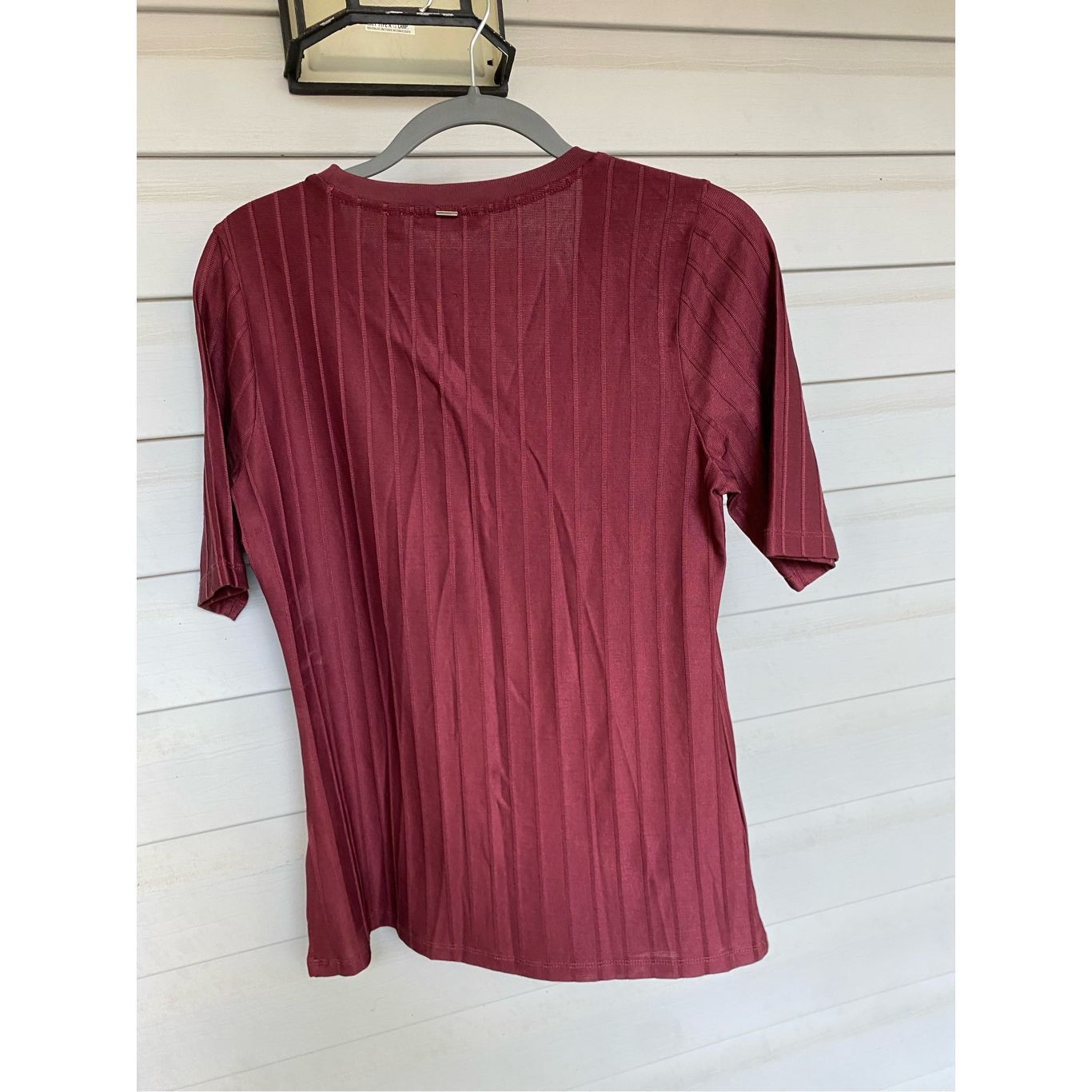 Hugo Boss Hugo Boss Maroon Burgundy Ribbed Short Sleeve Scoop Neck Blo Size M / US 6-8 / IT 42-44 - 6 Thumbnail