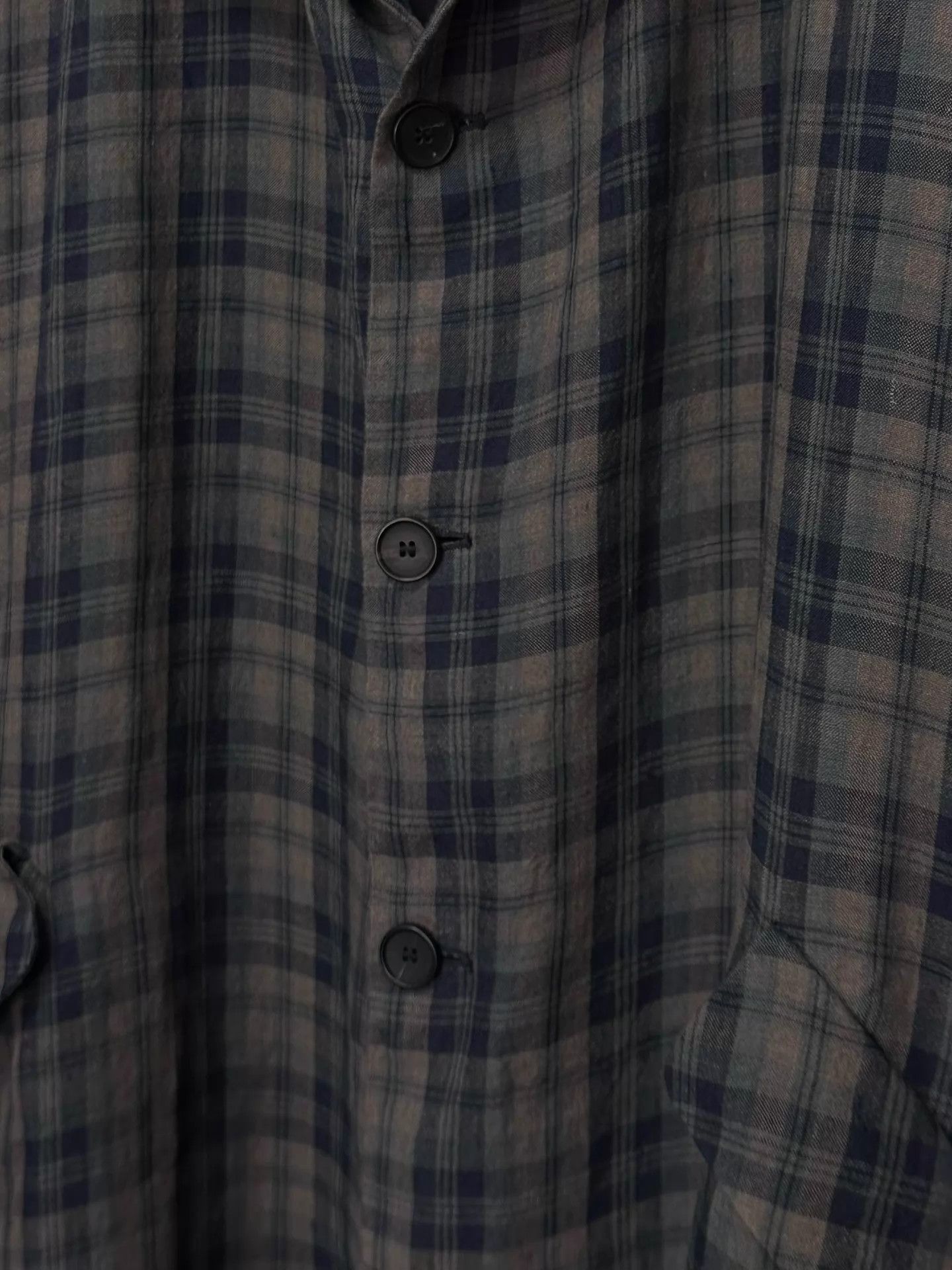 Bergfabel Bergfabel 18SS Oversize Linen Blue Grey Check Coat Size US S / EU 44-46 / 1 - 7 Thumbnail