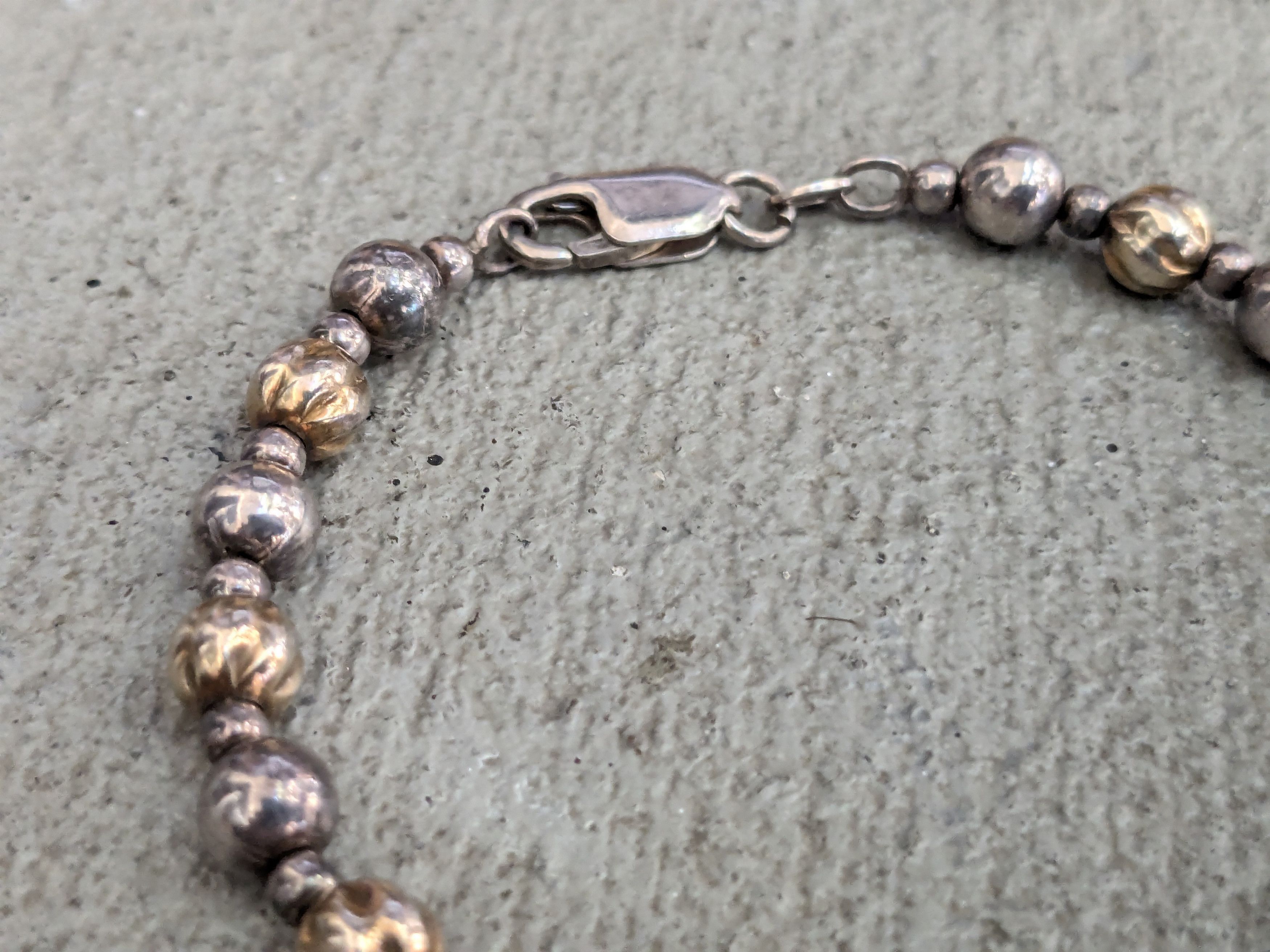 Vintage Vintage Sterling Silver Bracelet Ball Bead Two Tone Gold Size ONE SIZE - 4 Thumbnail