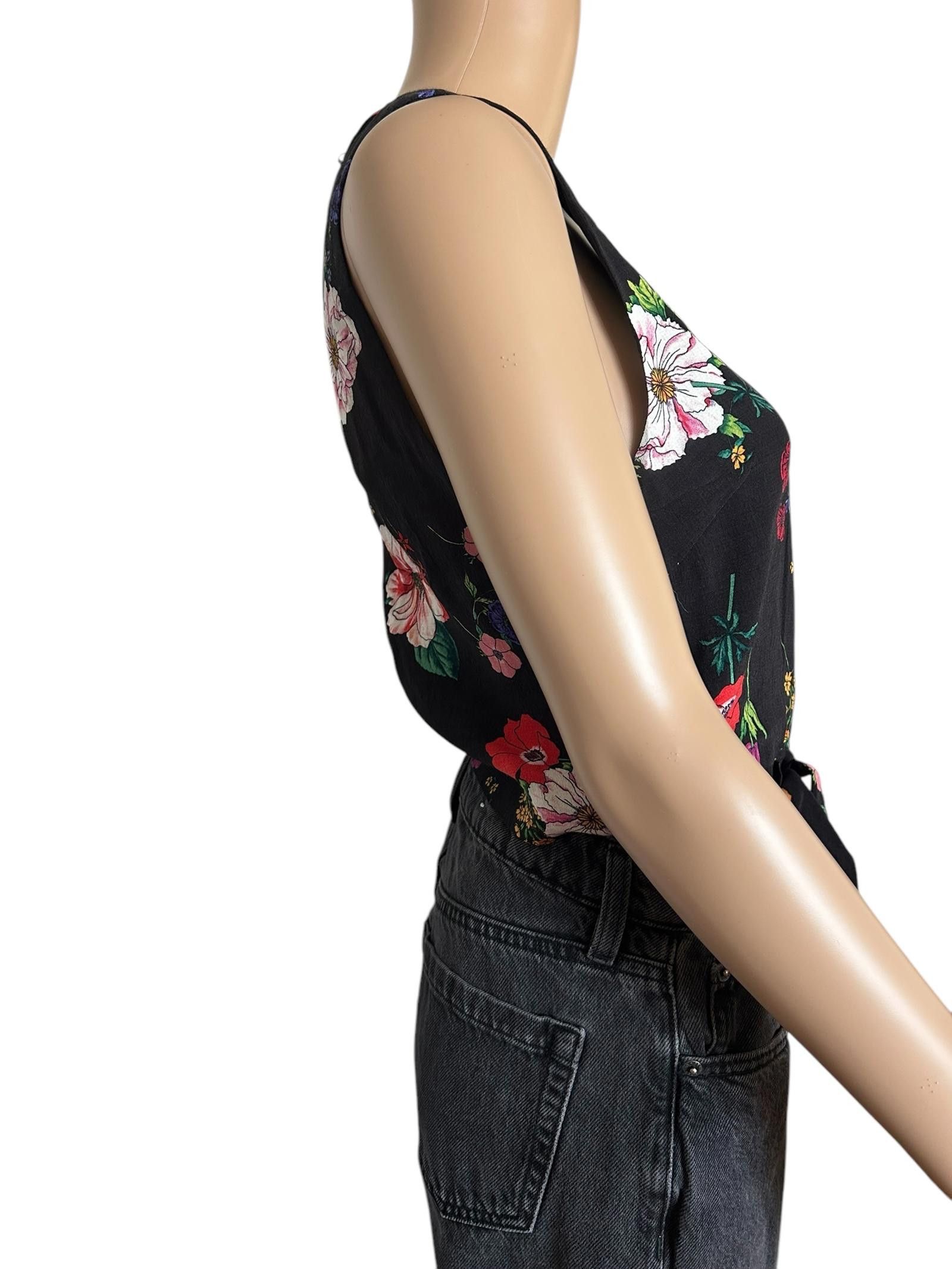 Zara Floral Tie-Front Top - Elegant Summerwear Size XS / US 0-2 / IT 36-38 - 4 Thumbnail