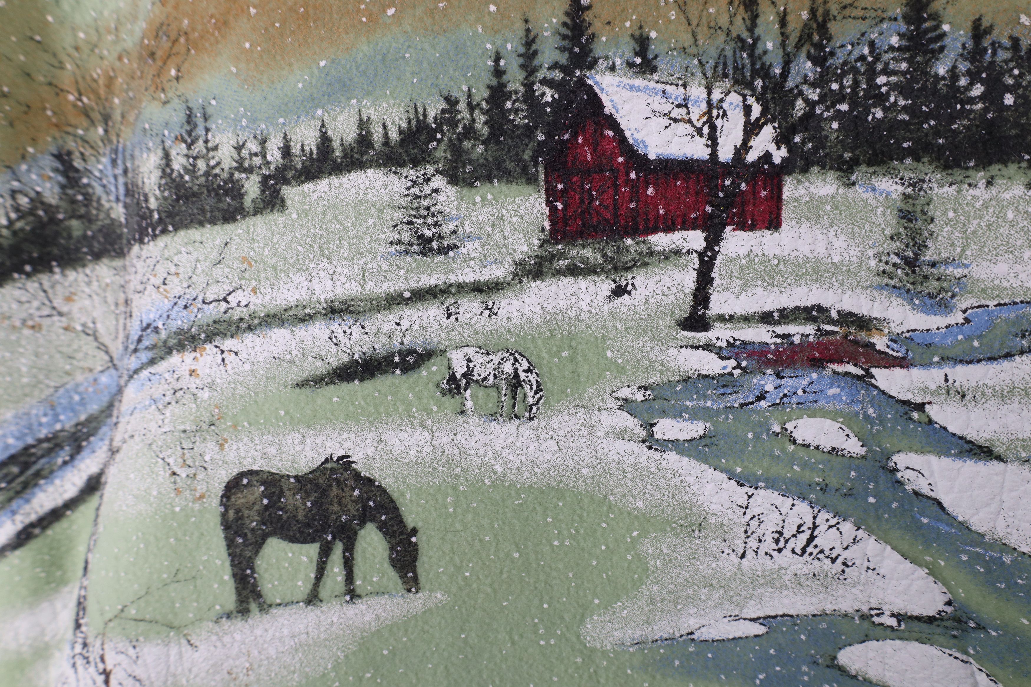 Vintage Vintage 90s Streetwear Print Christmas Horse Fleece Jacket Size L / US 10 / IT 46 - 11 Thumbnail