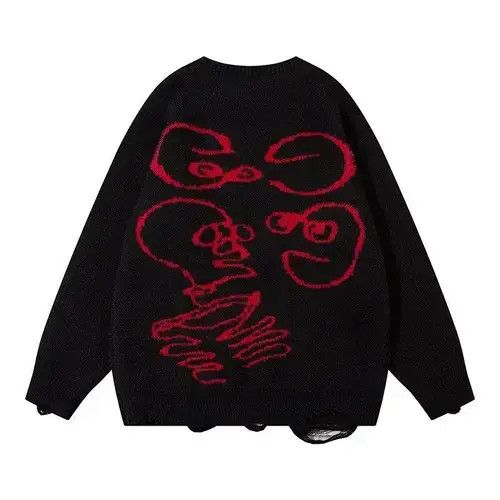 Japanese Brand Knitted fluffy sweater skull print pullover patchwork style Size US L / EU 52-54 / 3 - 7 Thumbnail