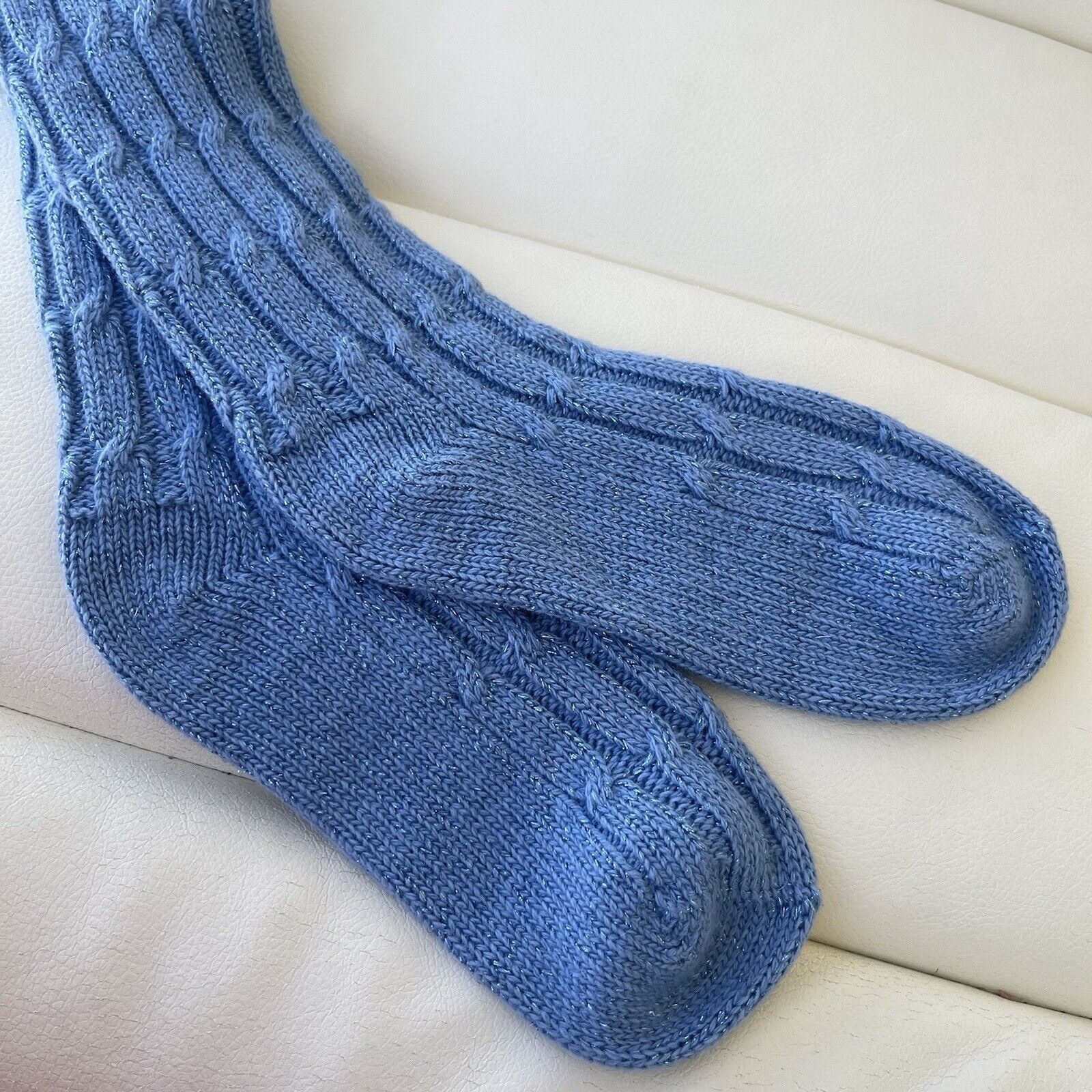Gucci NWT Gucci Cable Knit Threaded Socks with Blue Lamé crafted i Size ONE SIZE - 4 Thumbnail
