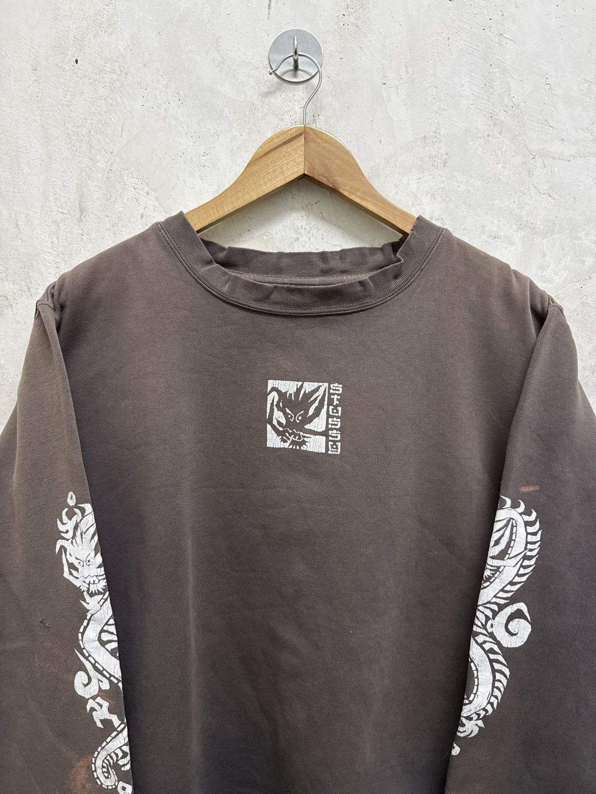Stussy Vintage 90s Distressed Stussy Dragon Sun Faded Sweatshirt Size US M / EU 48-50 / 2 - 2 Thumbnail