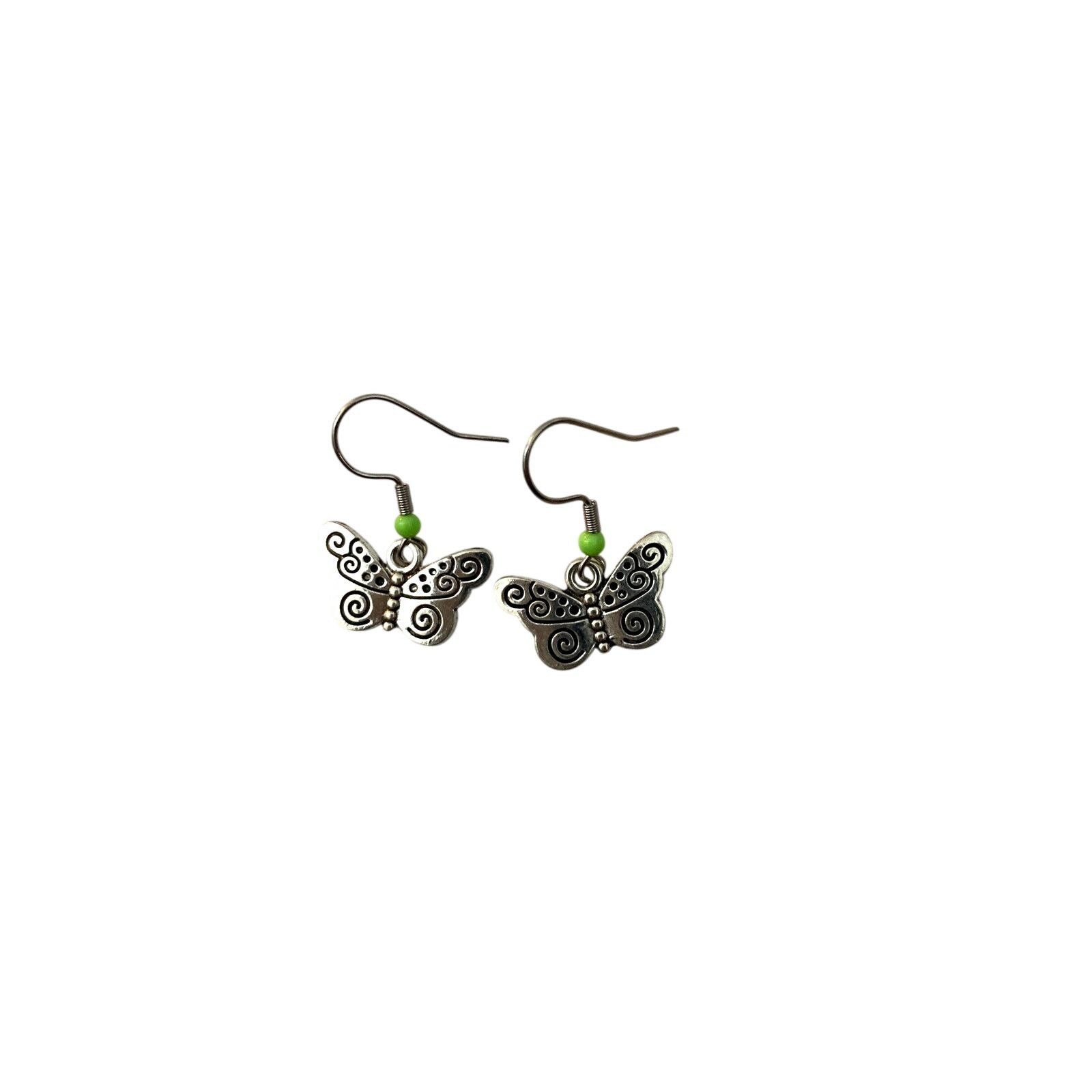 Handmade Handmade butterfly earrings, Silvertone Size ONE SIZE - 1 Thumbnail