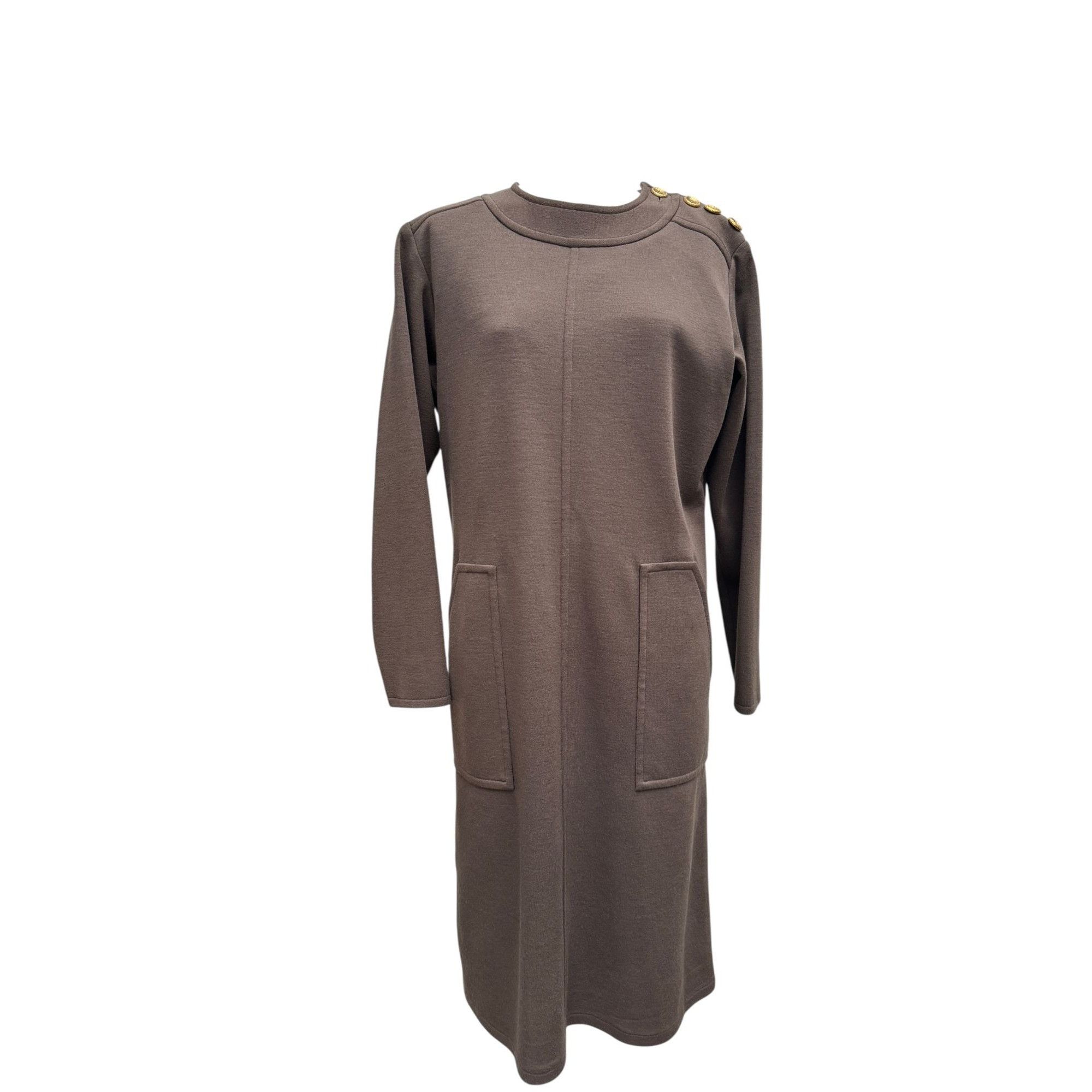 Yves Saint Laurent 1980s Khaki Wool Dress Size M / US 6-8 / IT 42-44 - 1 Thumbnail