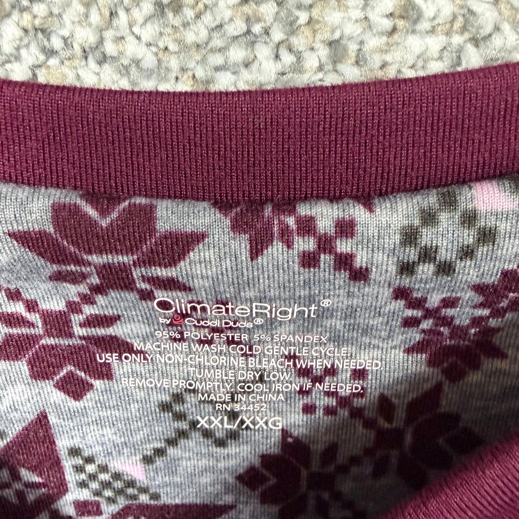Vintage ClimateRight by Cuddl Duds Pajama Top Lot 2 Womens 2XL Blue Maroon Sleepwear Fleece Knit Crew Neck Raglan Long Sleeve Size XXL / US 16-18 / IT 52-54 - 7 Thumbnail