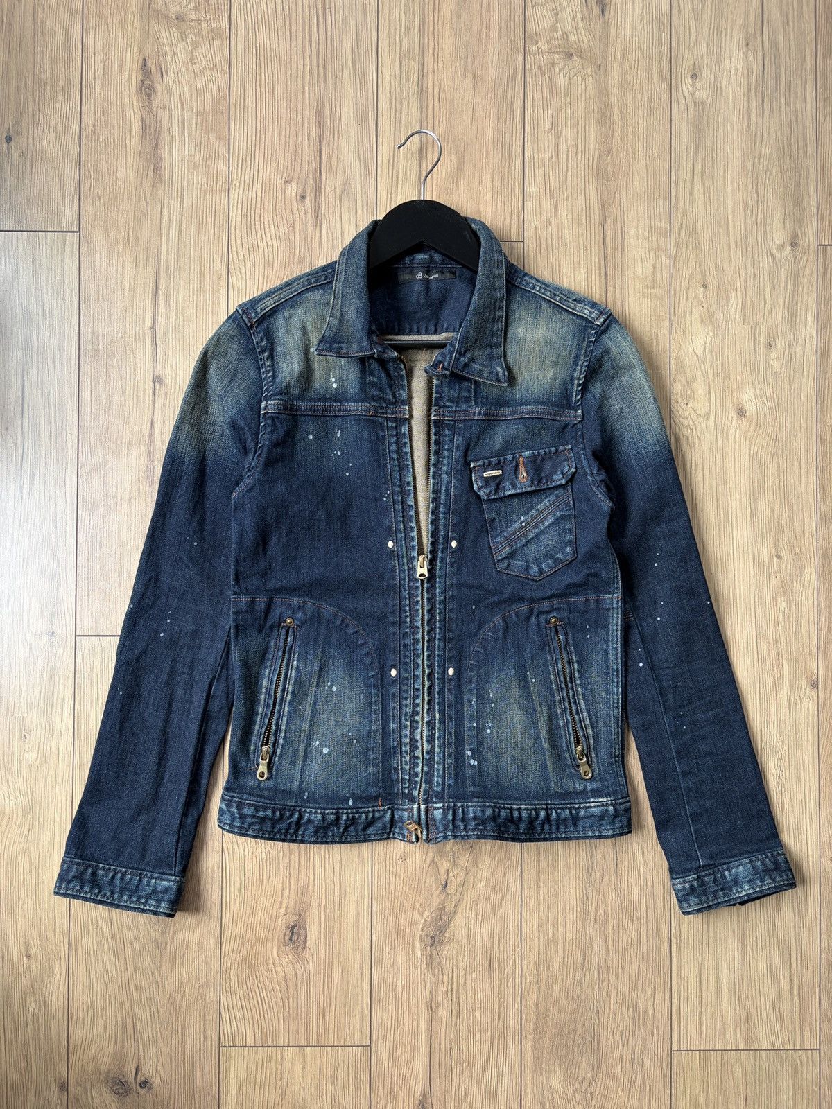 Johnbull y2k Style Denim Painter Buckle Cinch Back Jacket