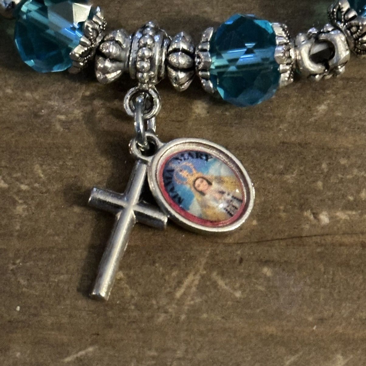 Other March birthstone rosary crystal bead bracelet Size ONE SIZE - 5 Thumbnail