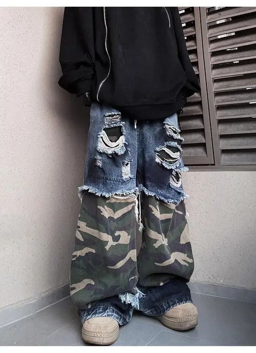 Other Oversized Ripped Denim Cargo Jeans Size US 32 / EU 48 - 6 Thumbnail