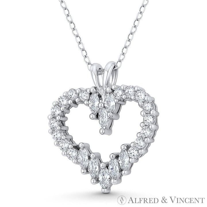 Other Heart Charm Pear & Round CZ Pendant in .925 Sterling Silver Size ONE SIZE - 1 Preview