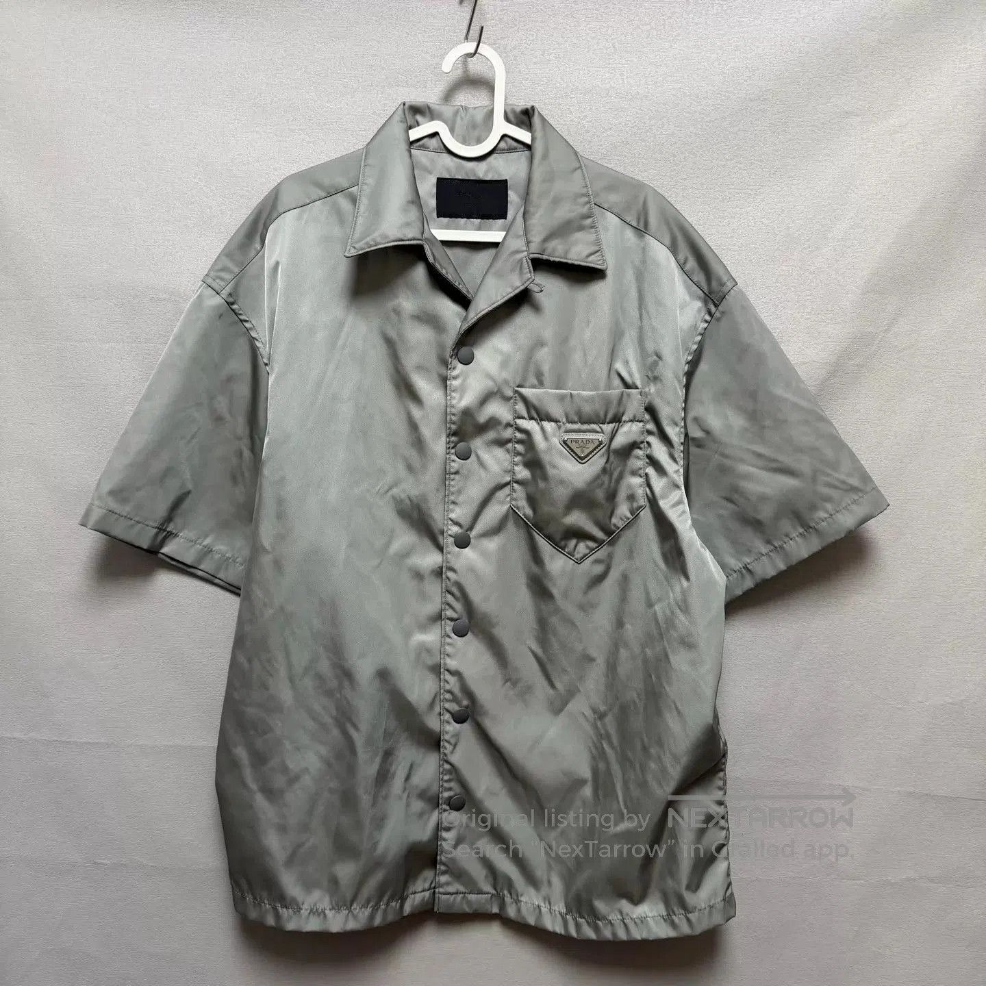 Gray Short Sleeve Button-Up Shirt.