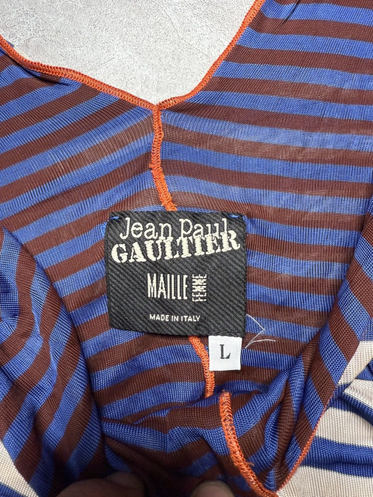 Jean Paul Gaultier Jean Paul Gaultier Tied Shoulders Mesh Striped Top Size L / US 10 / IT 46 - 5 Thumbnail