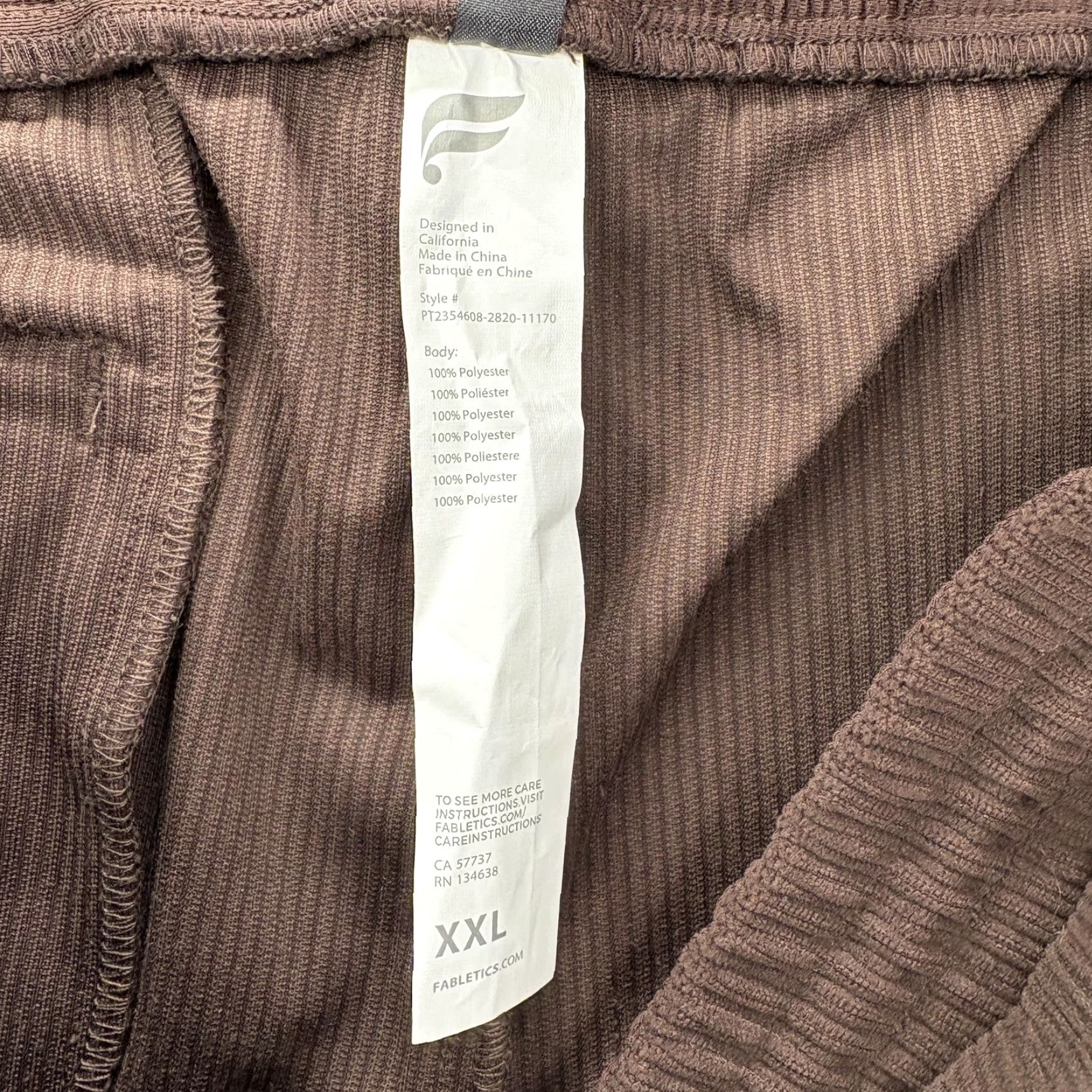 Fabletics Fabletics The Club Cord Pant Mens 2XL Brown Corduroy Sweatpants Zip Pocket NWT Size US 39 - 6 Thumbnail