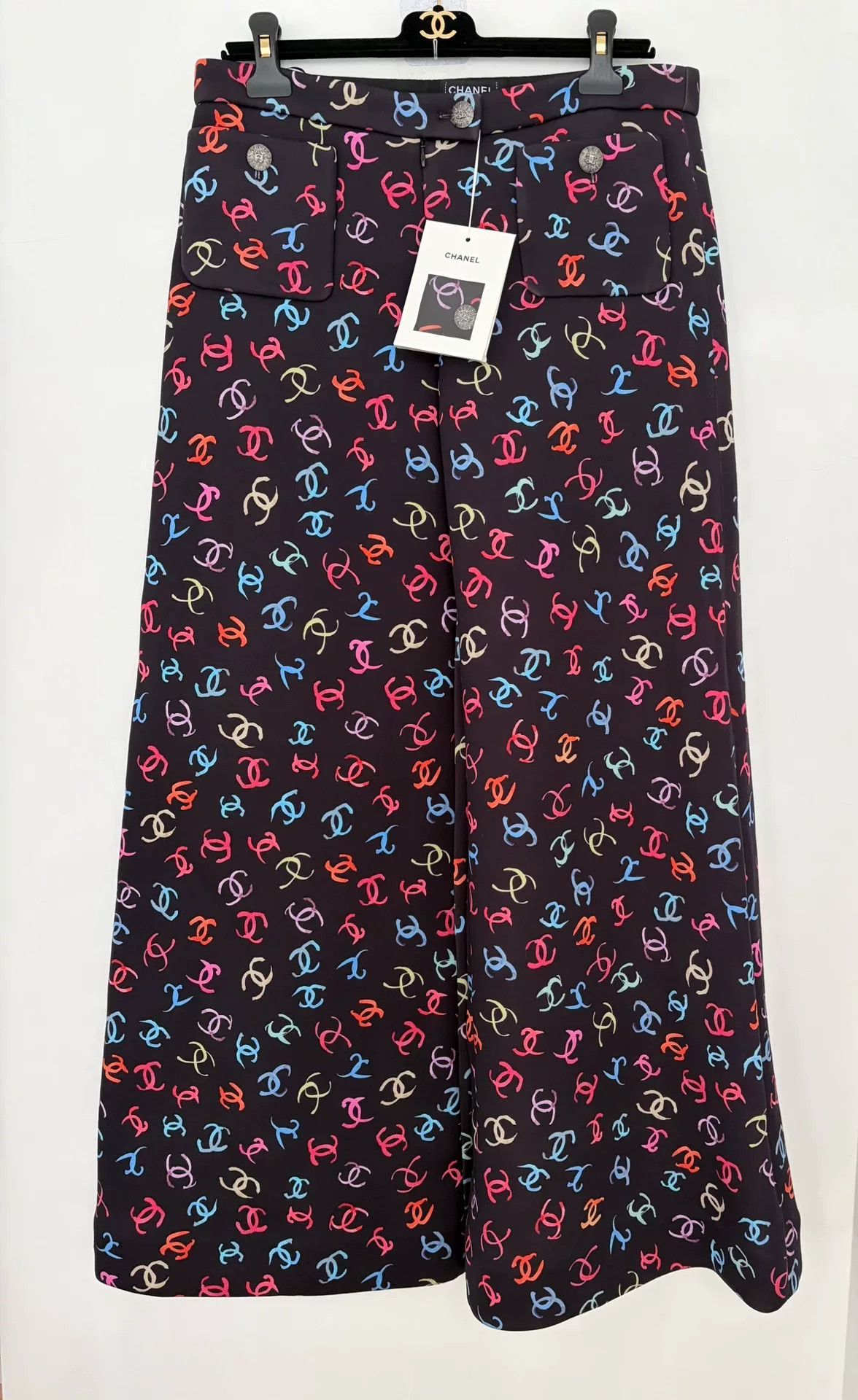 Chanel 24S CC Logo Wide-Leg Pants