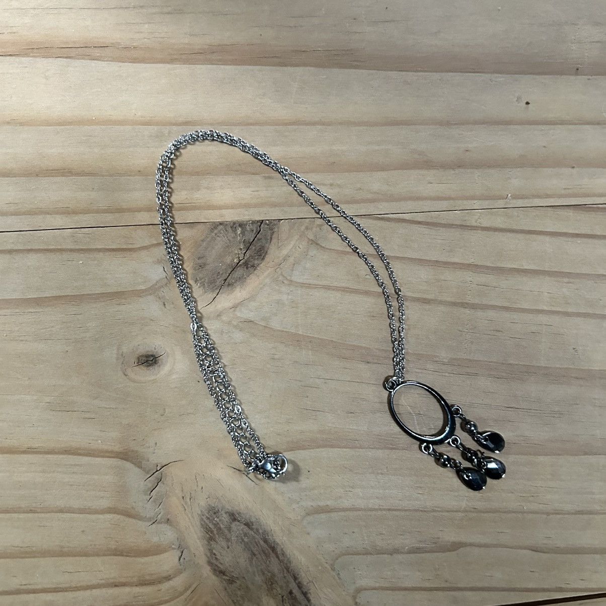Handmade Handcrafted chrome tone faceted dangle pendant necklace Size ONE SIZE - 5 Thumbnail