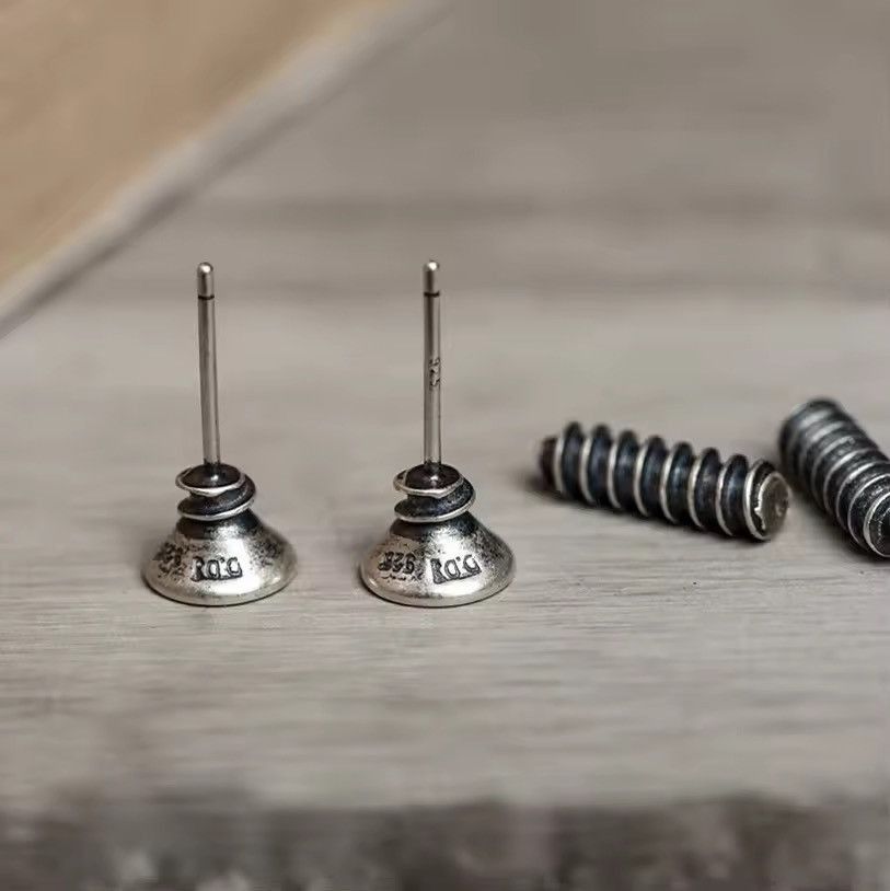Jewelry 925 Sterling Silver Punk Hiphop Style Screw Stud Earrings Size ONE SIZE - 3 Thumbnail