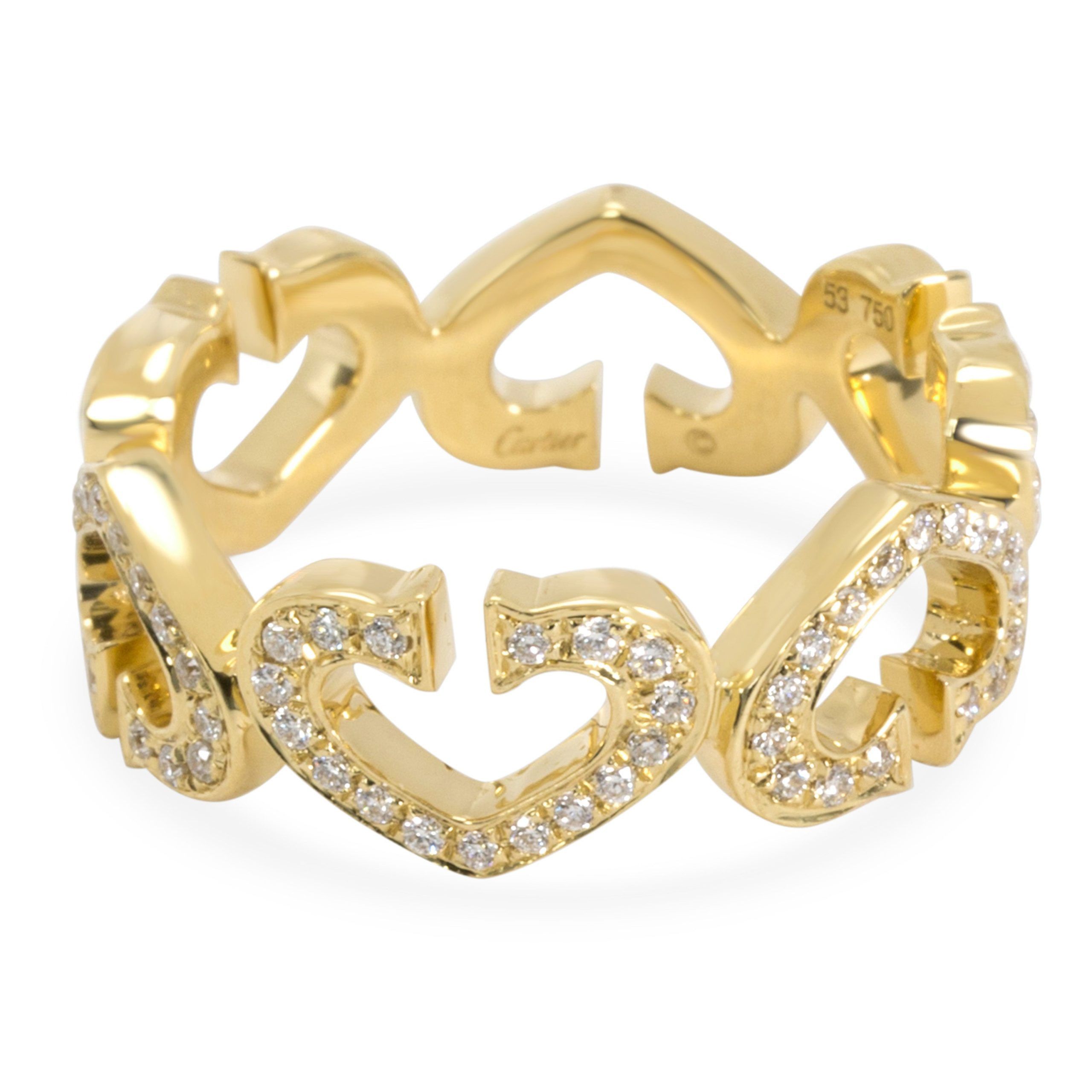 image of Cartier C Hearts Of Cartier Diamond Ring In 18K Yellow Gold 0.50 Ctw, Women's